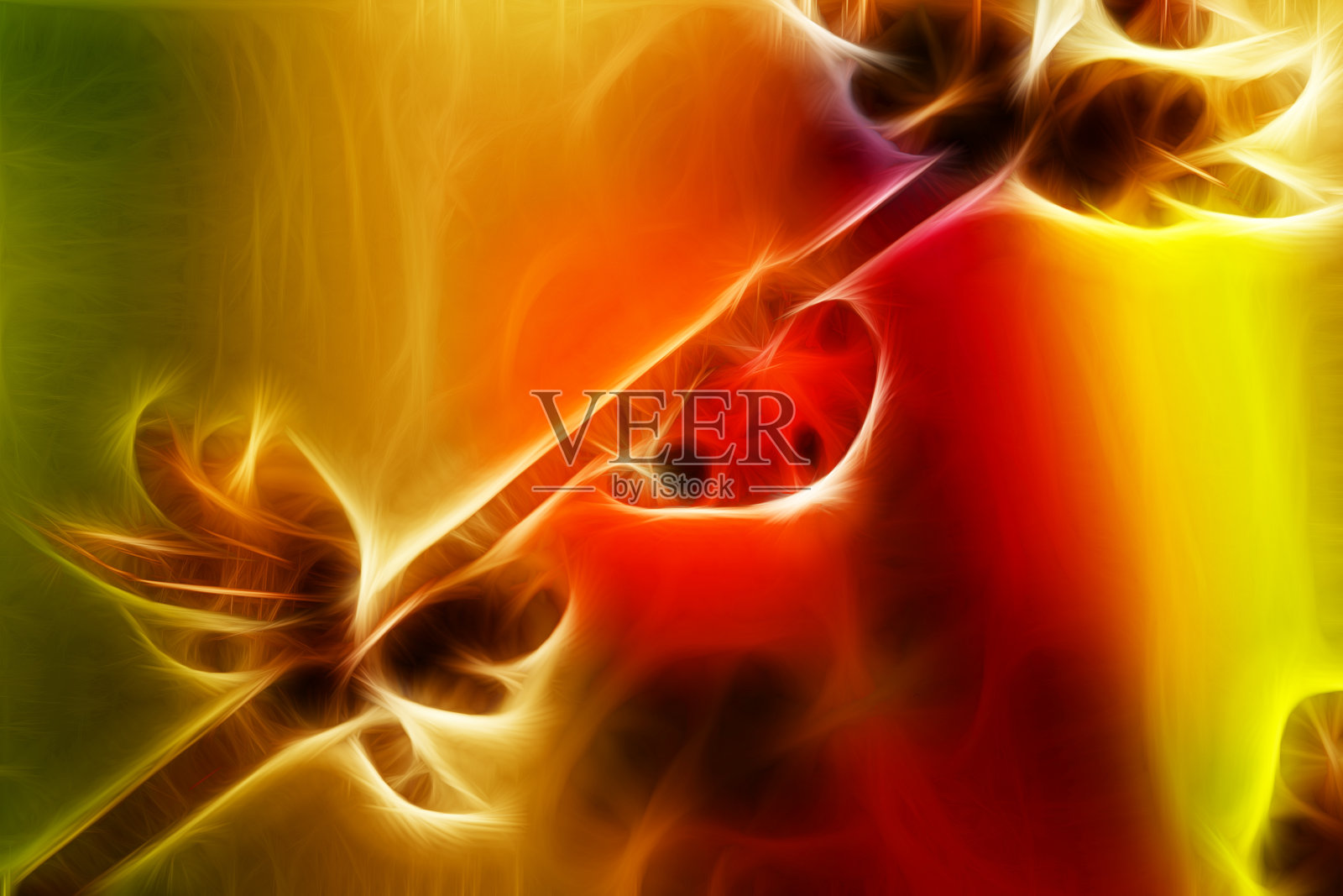 霓虹蝴蝶，3d超现实插画。分形的抽象结构插画图片素材