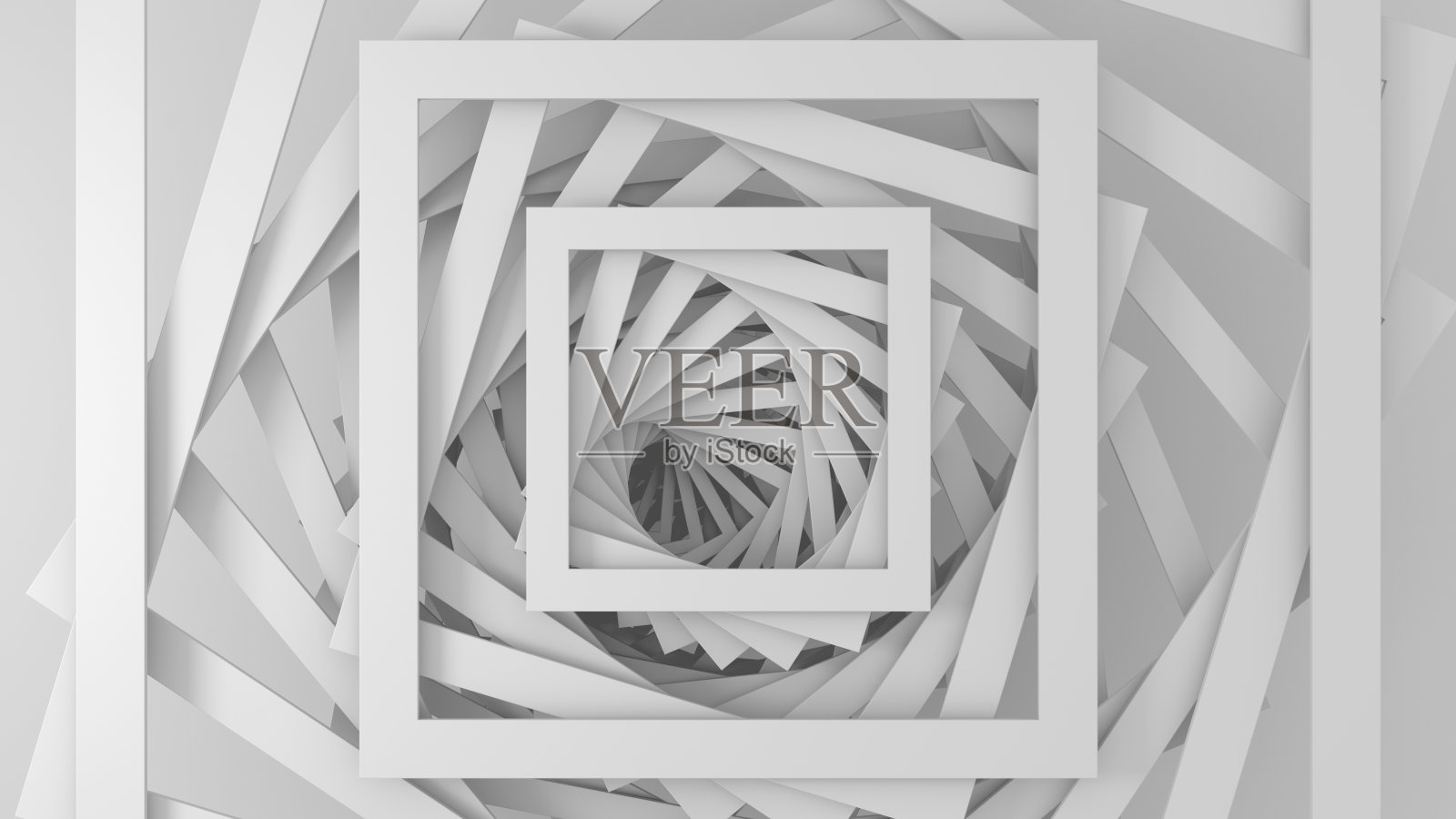 抽象的三维极小白光纹理一组直线的方形台阶，呈螺旋状。三维演示照片摄影图片