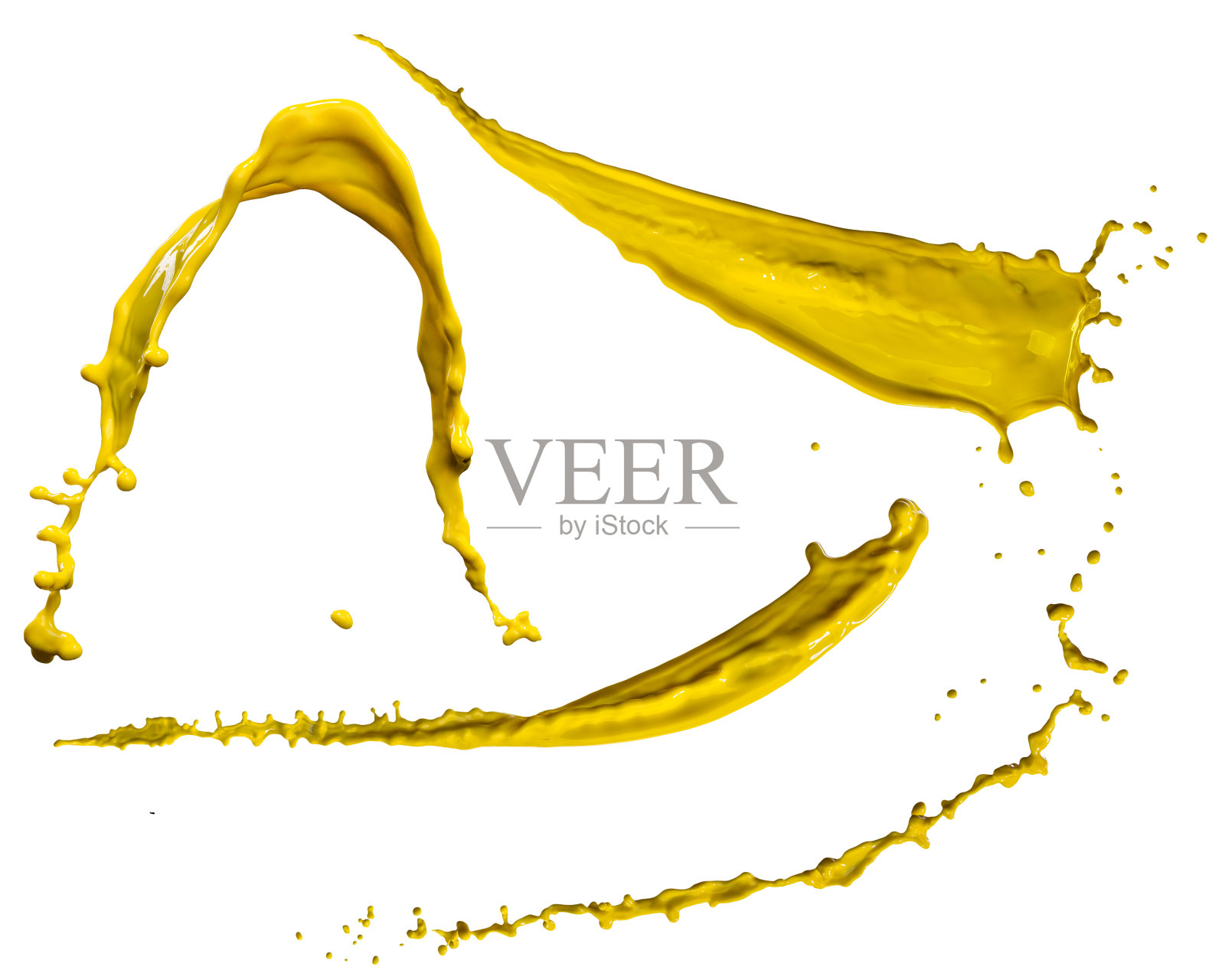精彩的黄色油漆飞溅孤立在白色背景照片摄影图片
