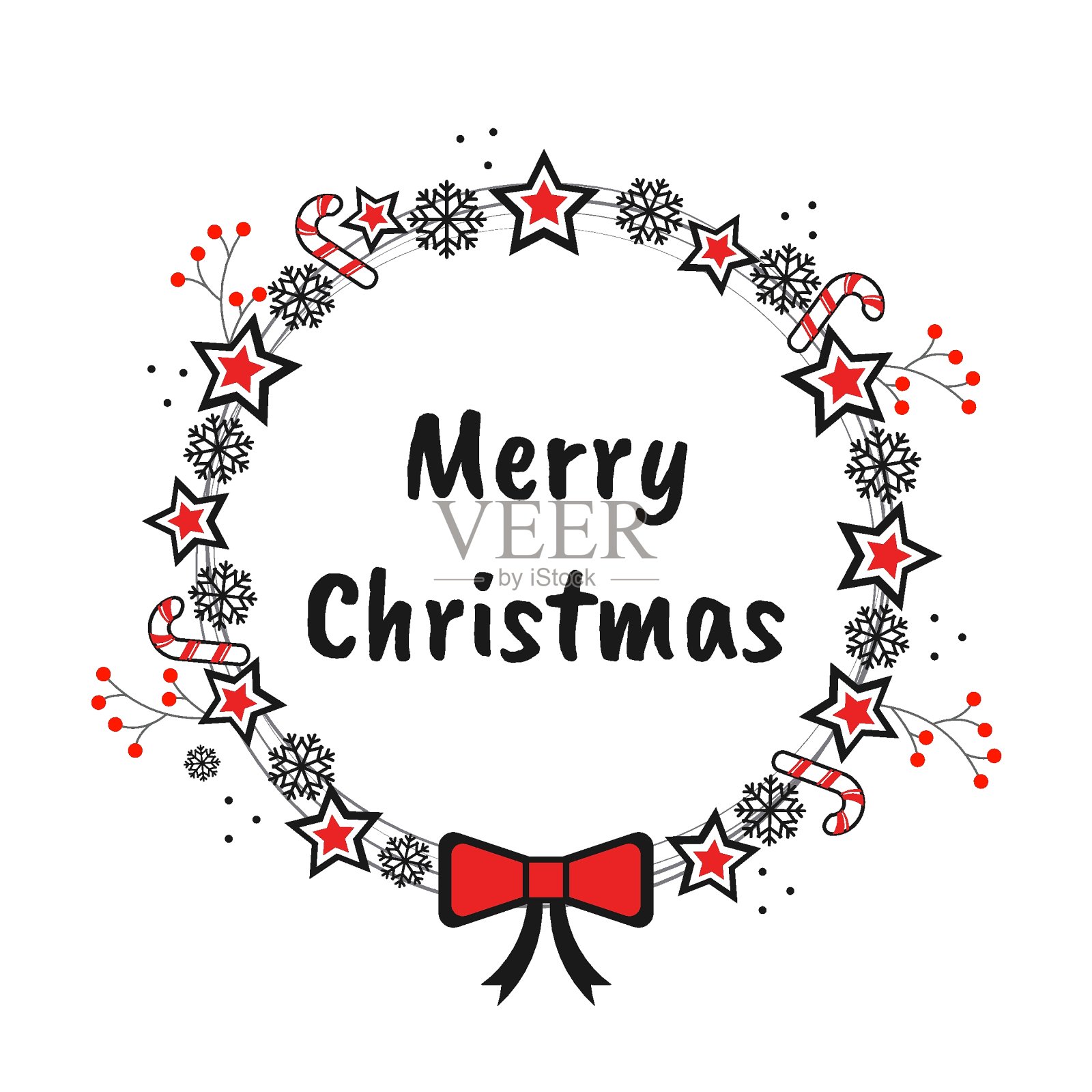 圣诞和新年的花环插画图片素材