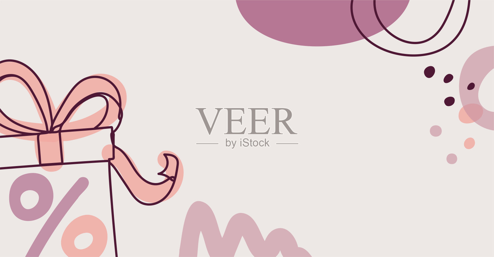 抽象的形象与连续的黑色线条的礼物插画图片素材