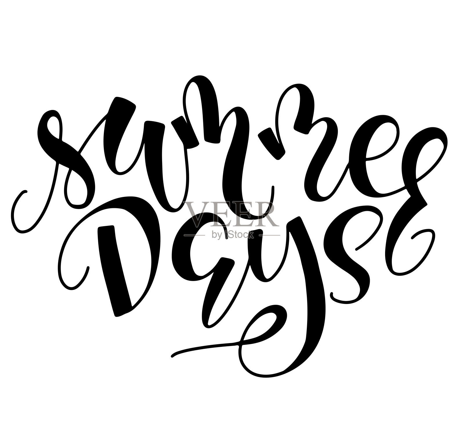 夏天——白色背景上的黑色字母——适合做海报、照片覆盖、贺卡、t恤打印和社交媒体。设计元素图片