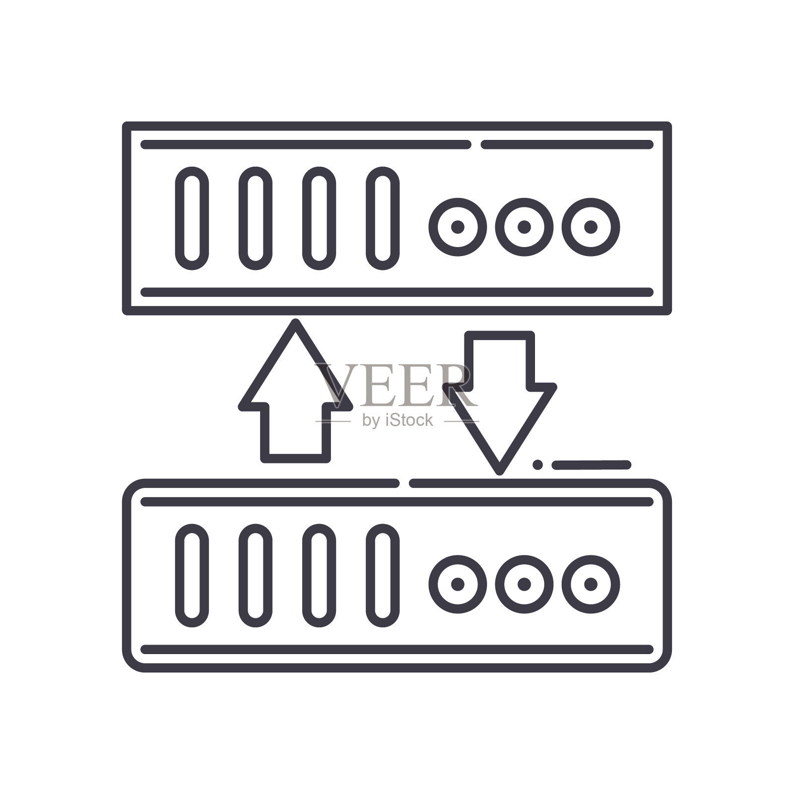 备份图标，线性孤立的插图，细线矢量，网页设计标志，轮廓概念符号与可编辑的笔触在白色背景。插画图片素材