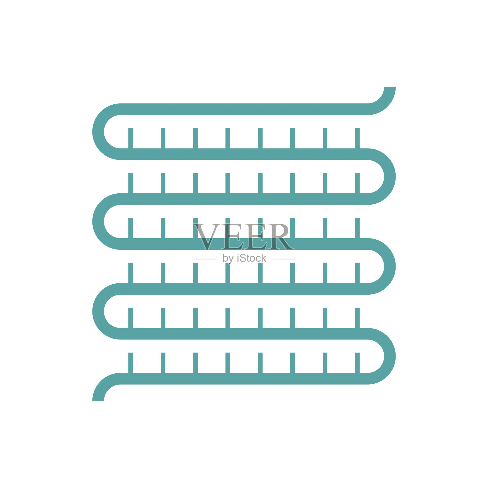 铜管盘管中的空气冷凝器单元矢量图标。插画图片素材