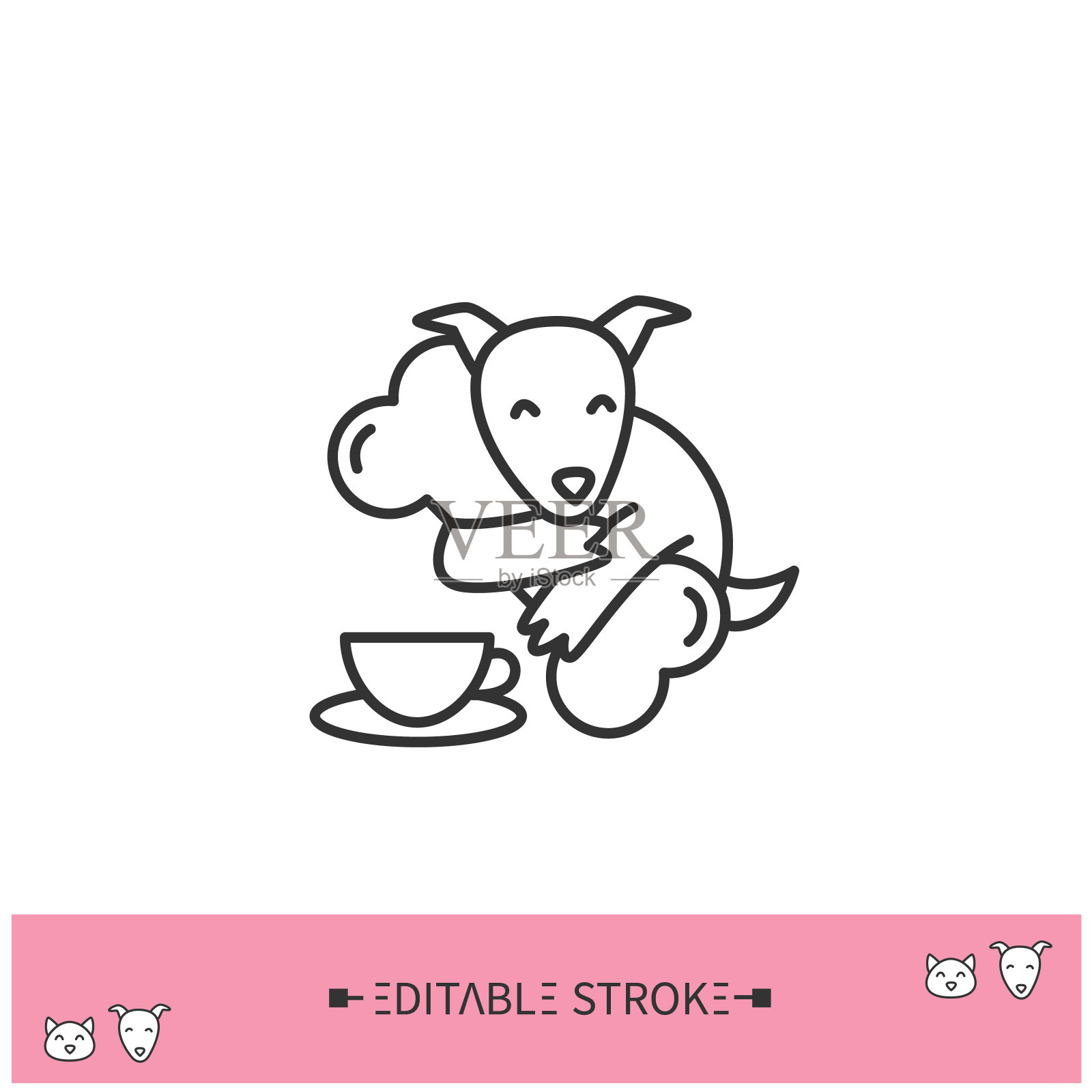 狗友好的咖啡线图标。可编辑的图片插画图片素材
