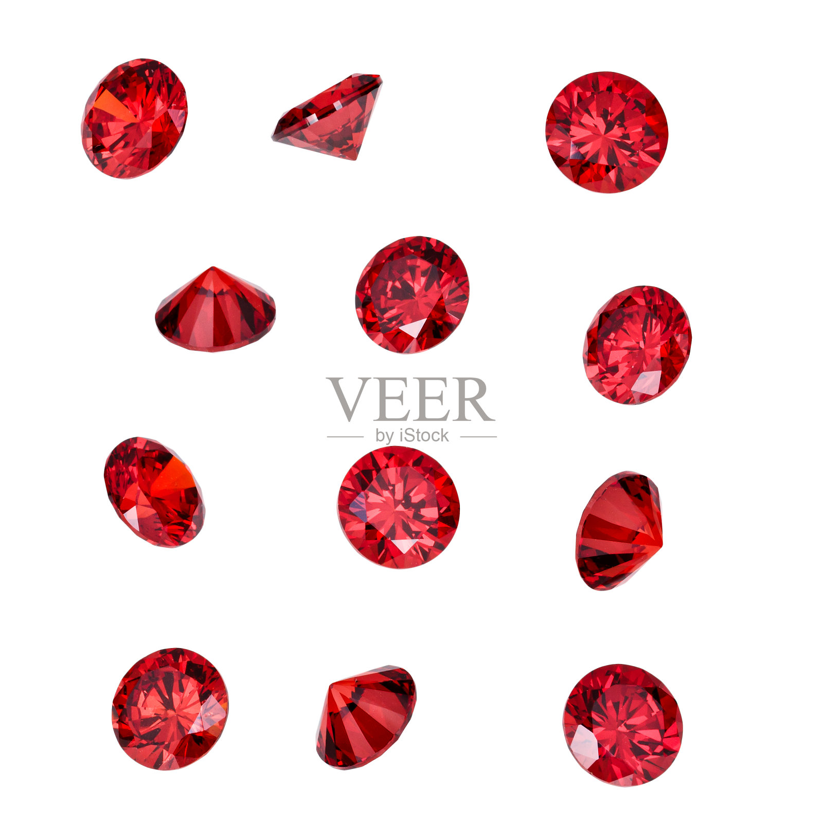 白色背景上孤立的红色红宝石宝石。奢华珠宝宝石。照片摄影图片