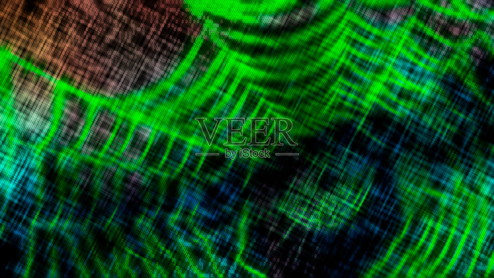 抽象的绿色蜘蛛网在数字空间的暗背景照片摄影图片