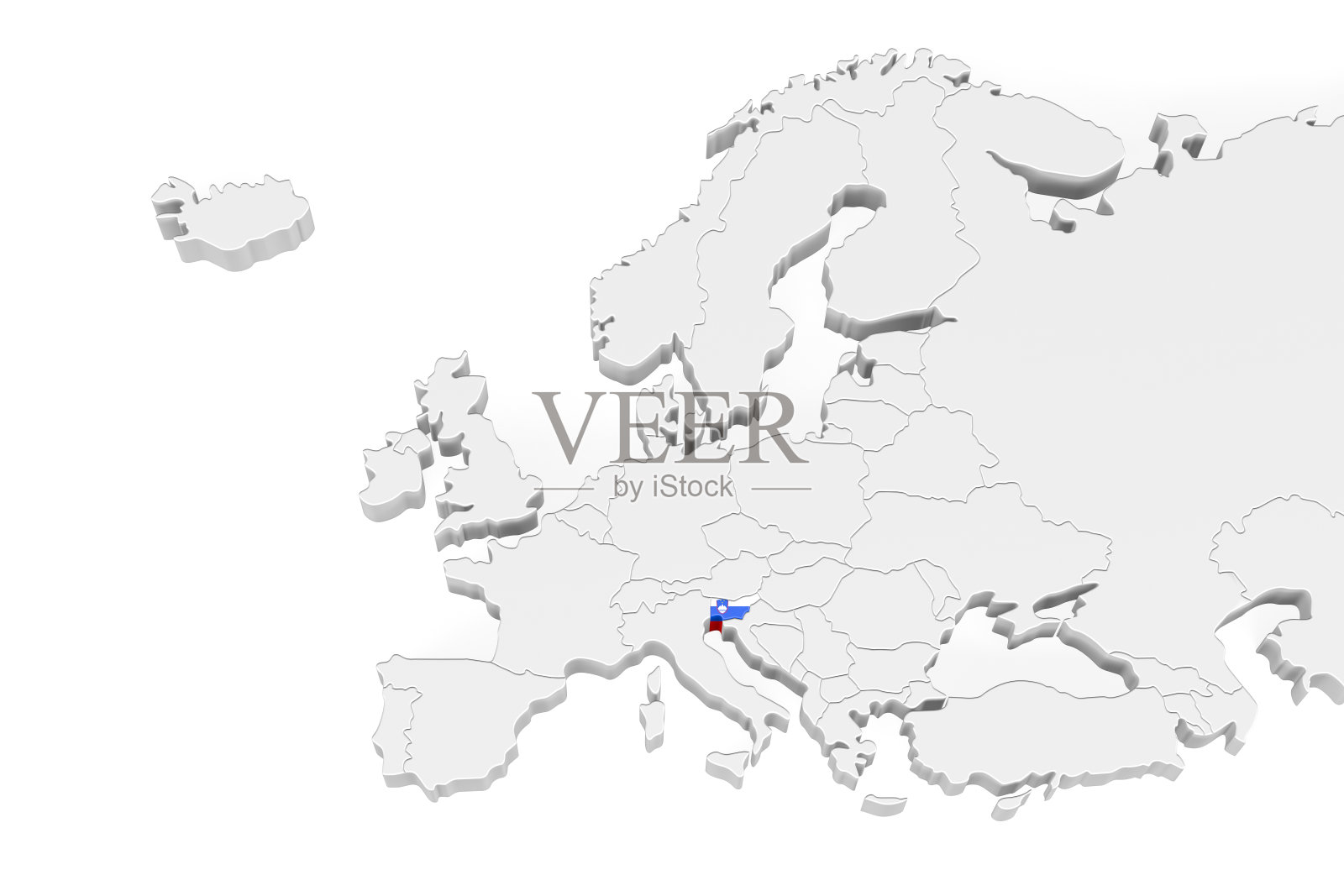 3D欧洲地图-斯洛文尼亚3D地图照片摄影图片