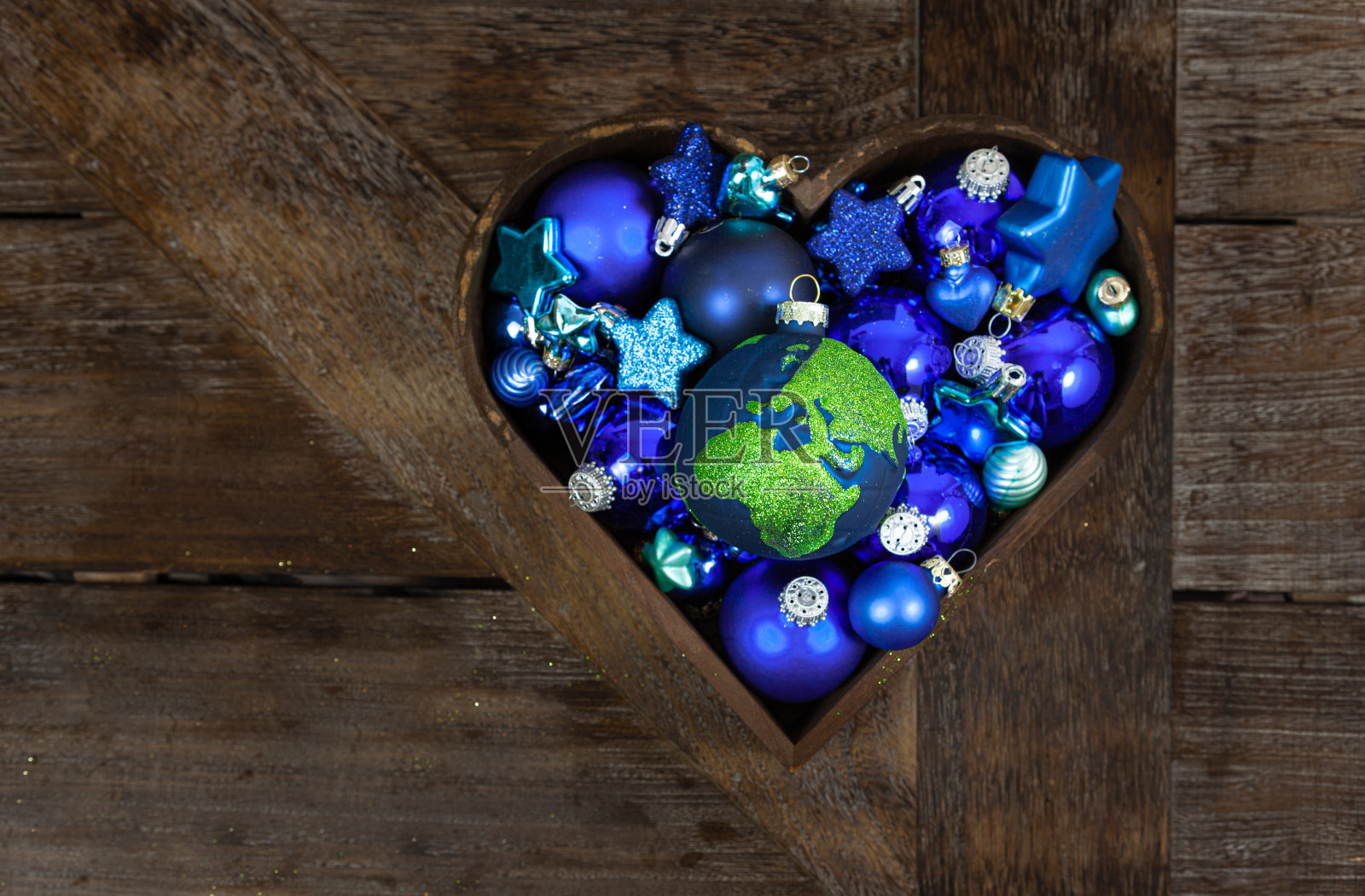 蓝色的圣诞节装饰物照片摄影图片