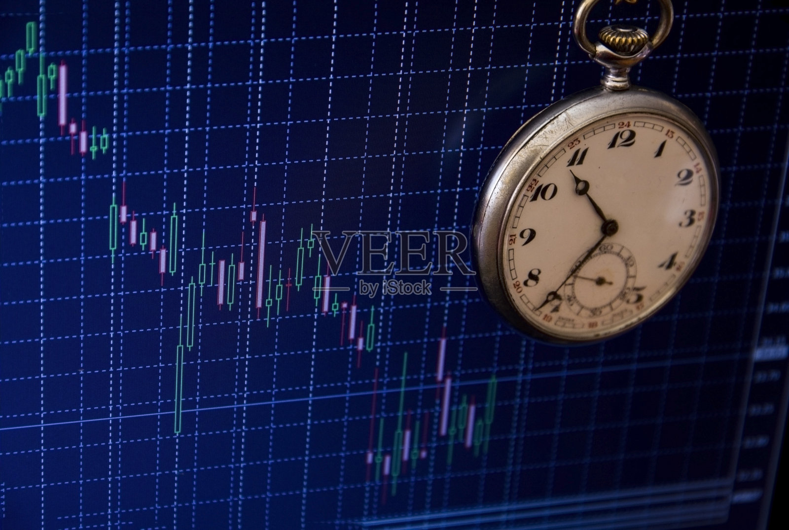 财务图表图。货币、货币的波动性。时间和金钱的概念，金融照片摄影图片