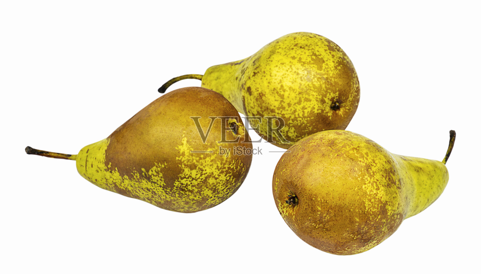 三个梨子孤立在白色的背景上。照片摄影图片
