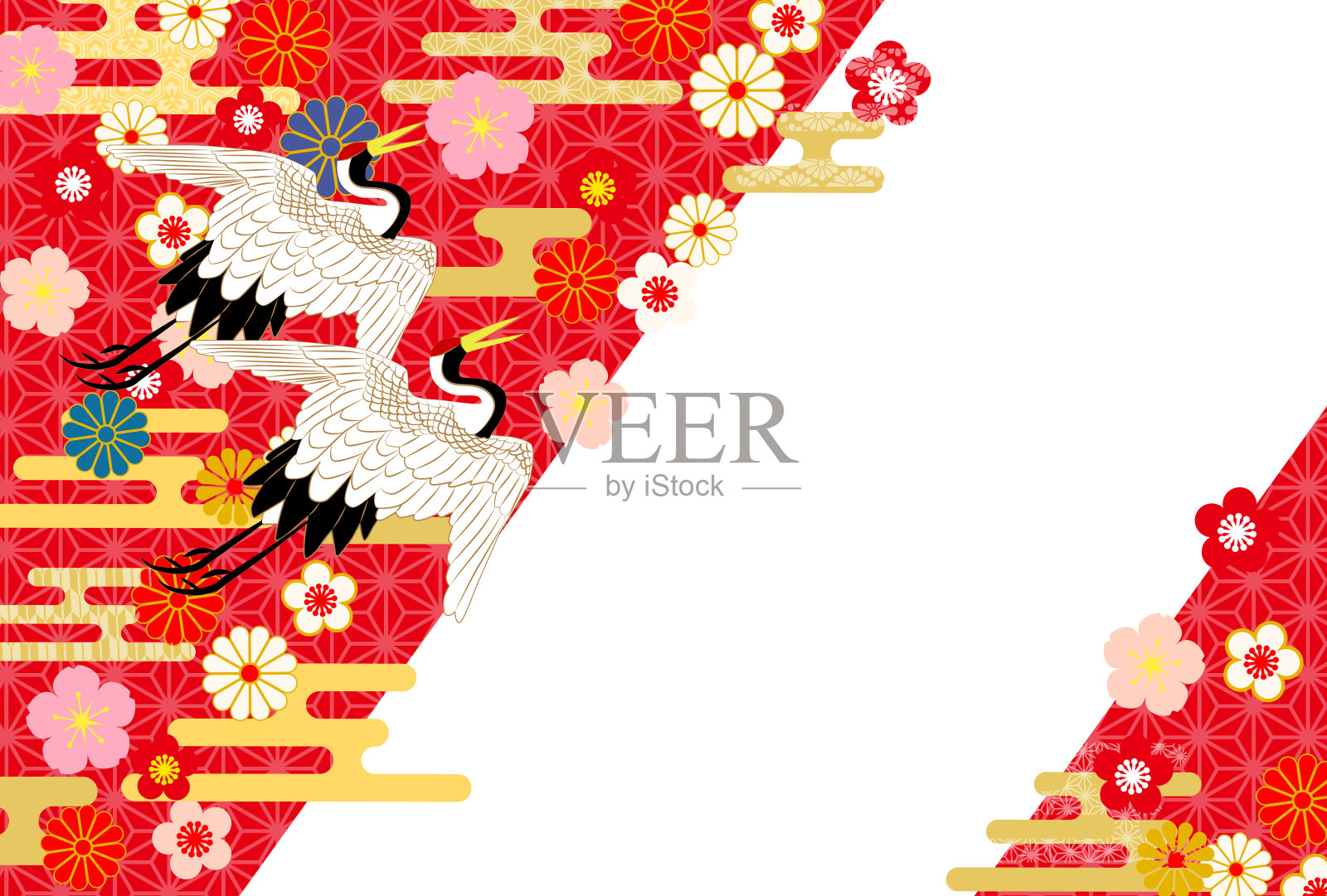 2021年贺年卡。日本的起重机。插画图片素材