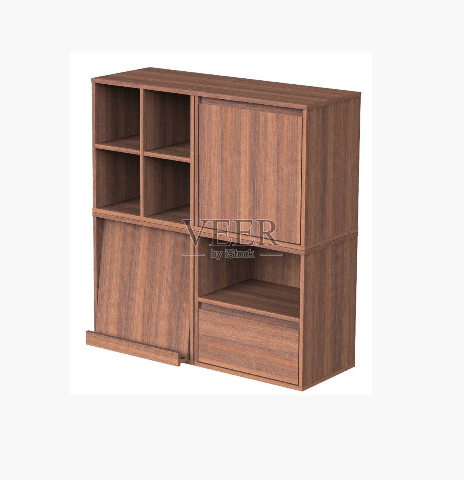 渲染三维橱柜，边板，咖啡桌家具照片摄影图片