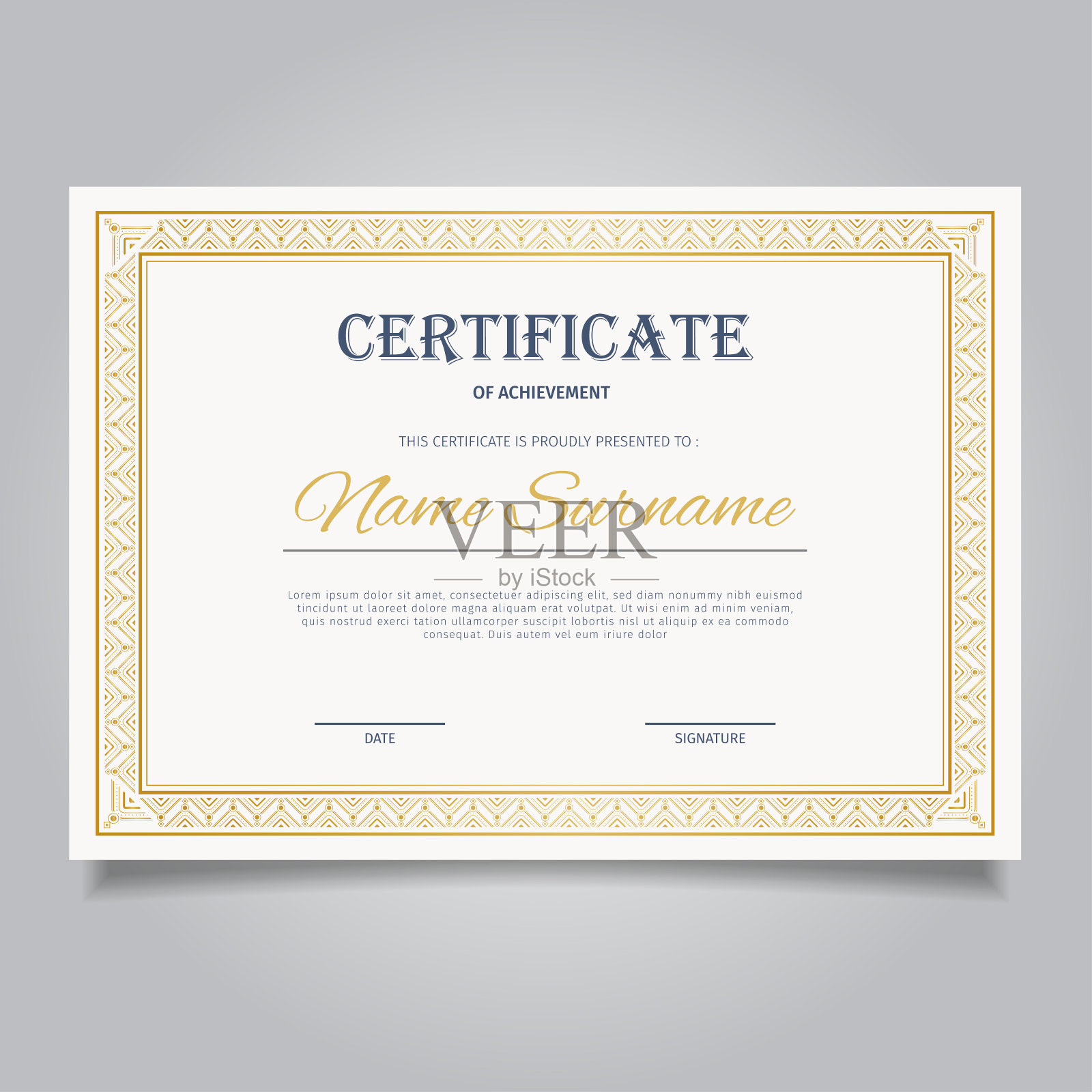 优雅的证书模板与复古的装饰框架插画图片素材