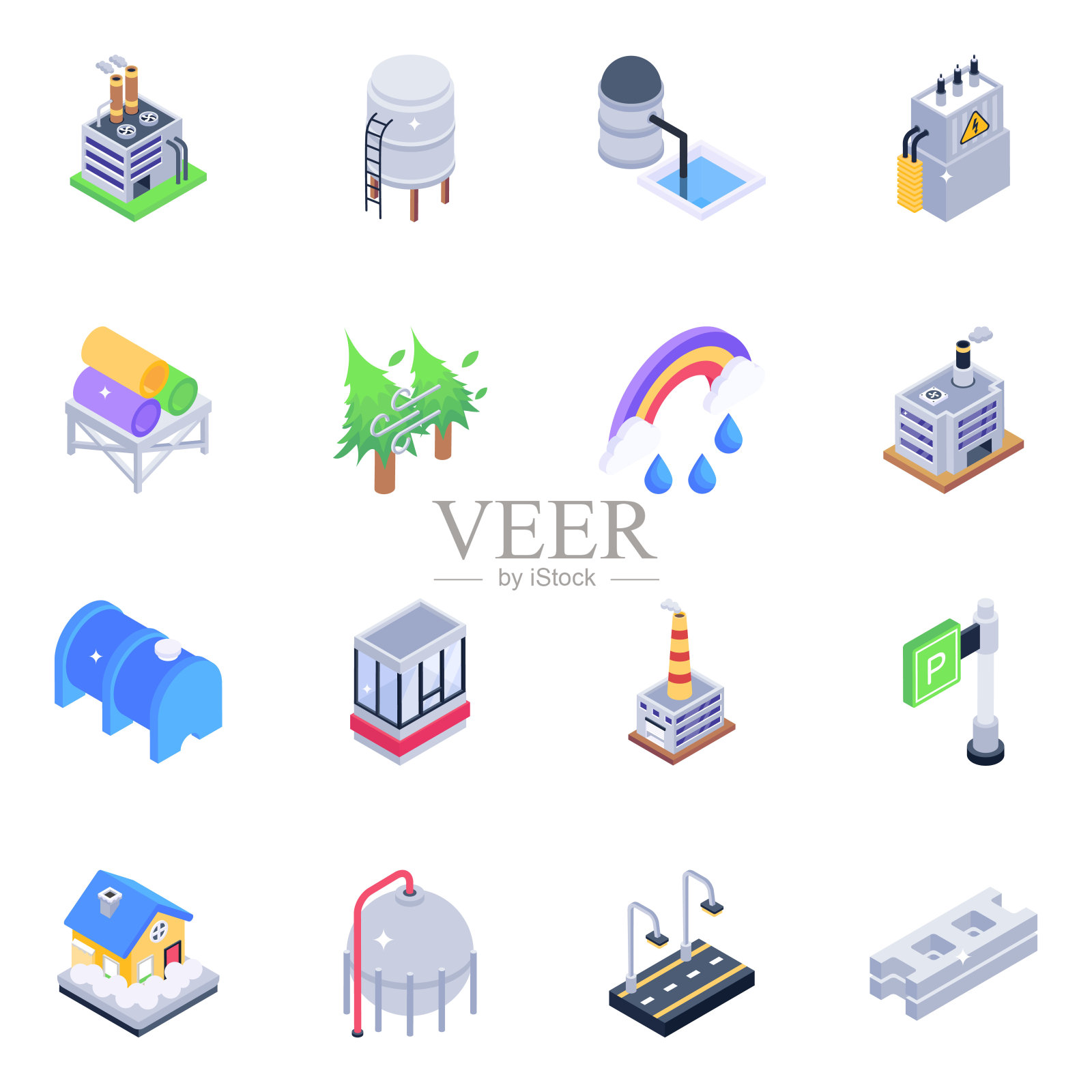 生态等角图标矢量包图标素材