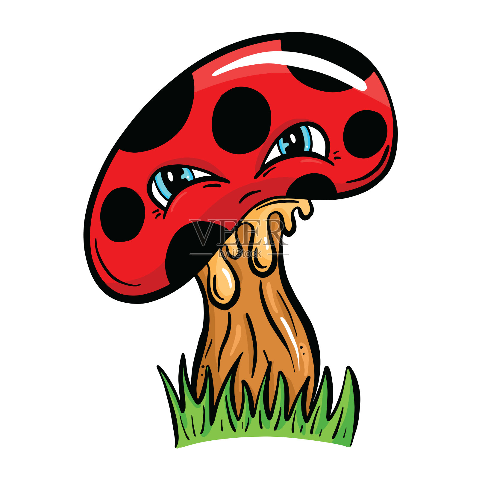 有趣的卡通蘑菇蘑菇蘑菇角色矢量插图插画图片素材