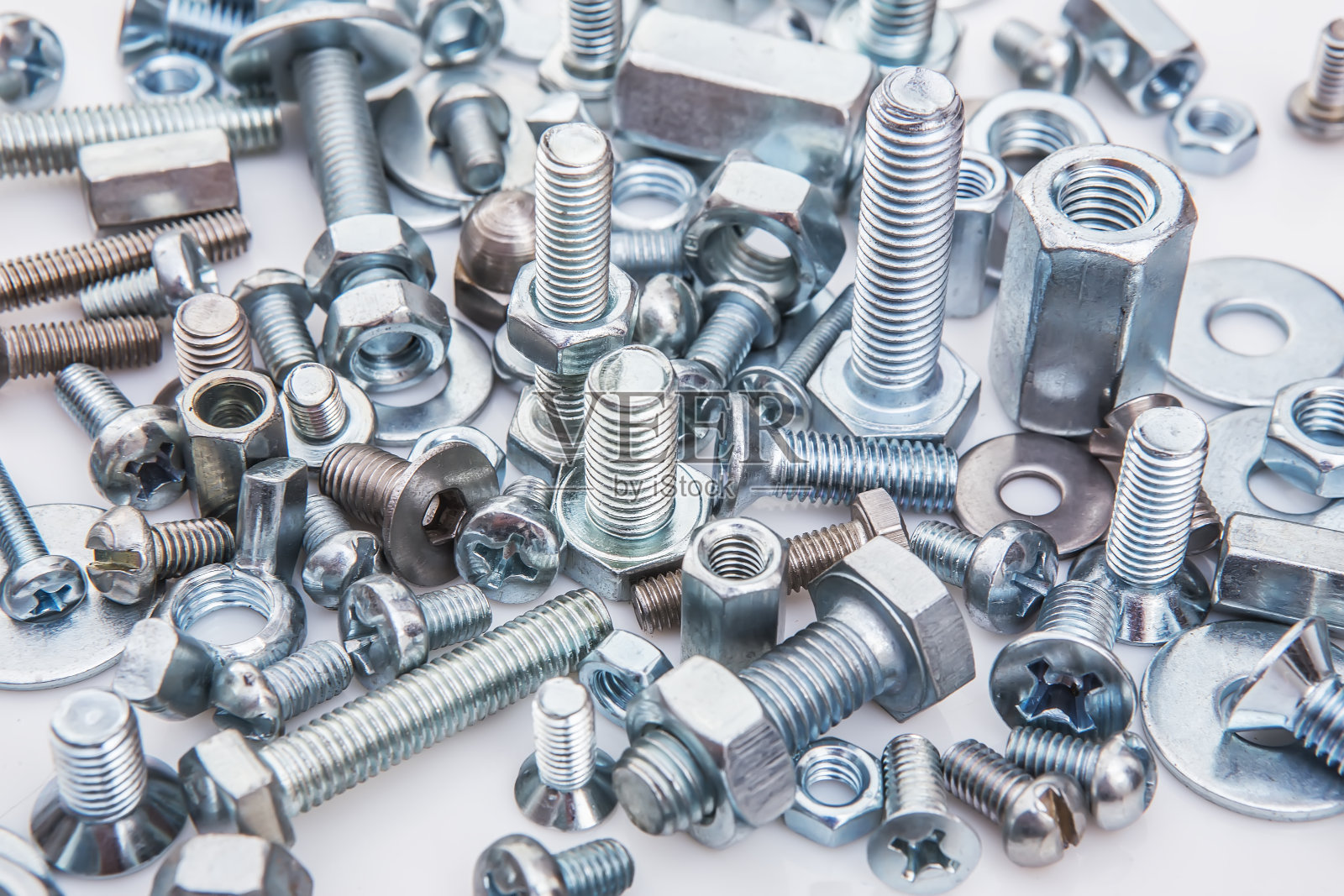 镀铬螺栓和螺母照片摄影图片