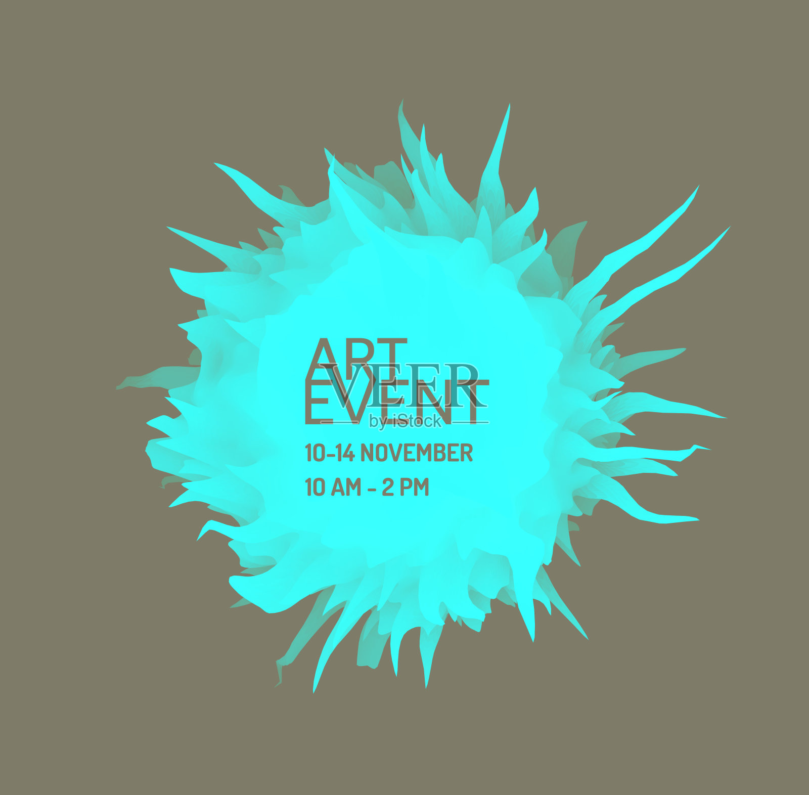 带有刺的3d元素。水晶、矿物或石头。等距三维冻结钉。未来风格的花卉艺术。设计模板与文本的地方。矢量插图。插画图片素材