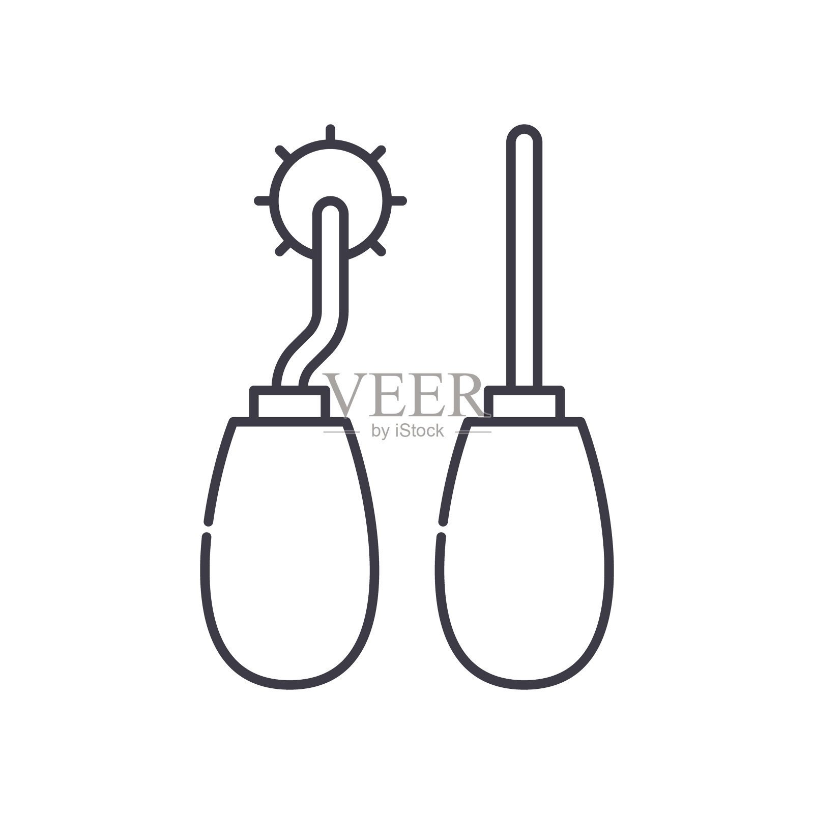 裁剪工具图标，线性孤立的插图，细线矢量，网页设计标志，轮廓概念符号与可编辑的白色背景笔触。插画图片素材