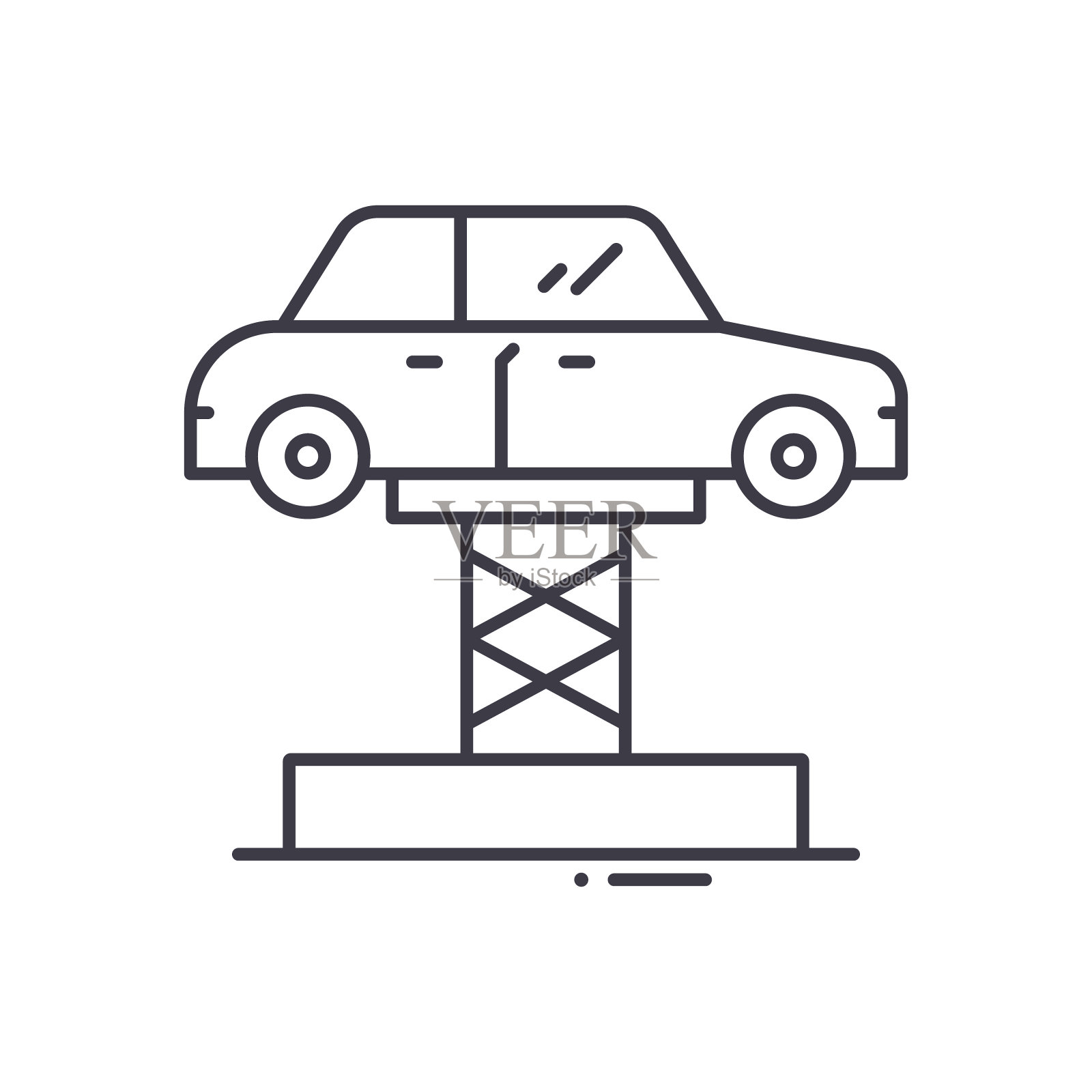 悬挂图标，线性孤立的插图，细线矢量，网页设计标志，大纲概念符号与可编辑的笔触在白色的背景。插画图片素材