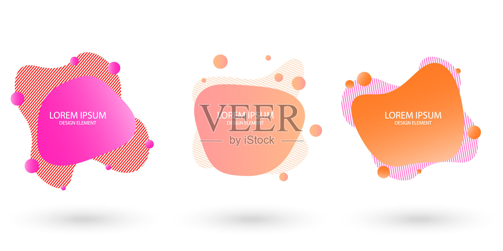 在白色背景上隔离的流体帧。抽象的液体形状，色彩丰富的元素，梯度波与几何线，动态形式。矢量平面设计的横幅，传单，名片。插画图片素材