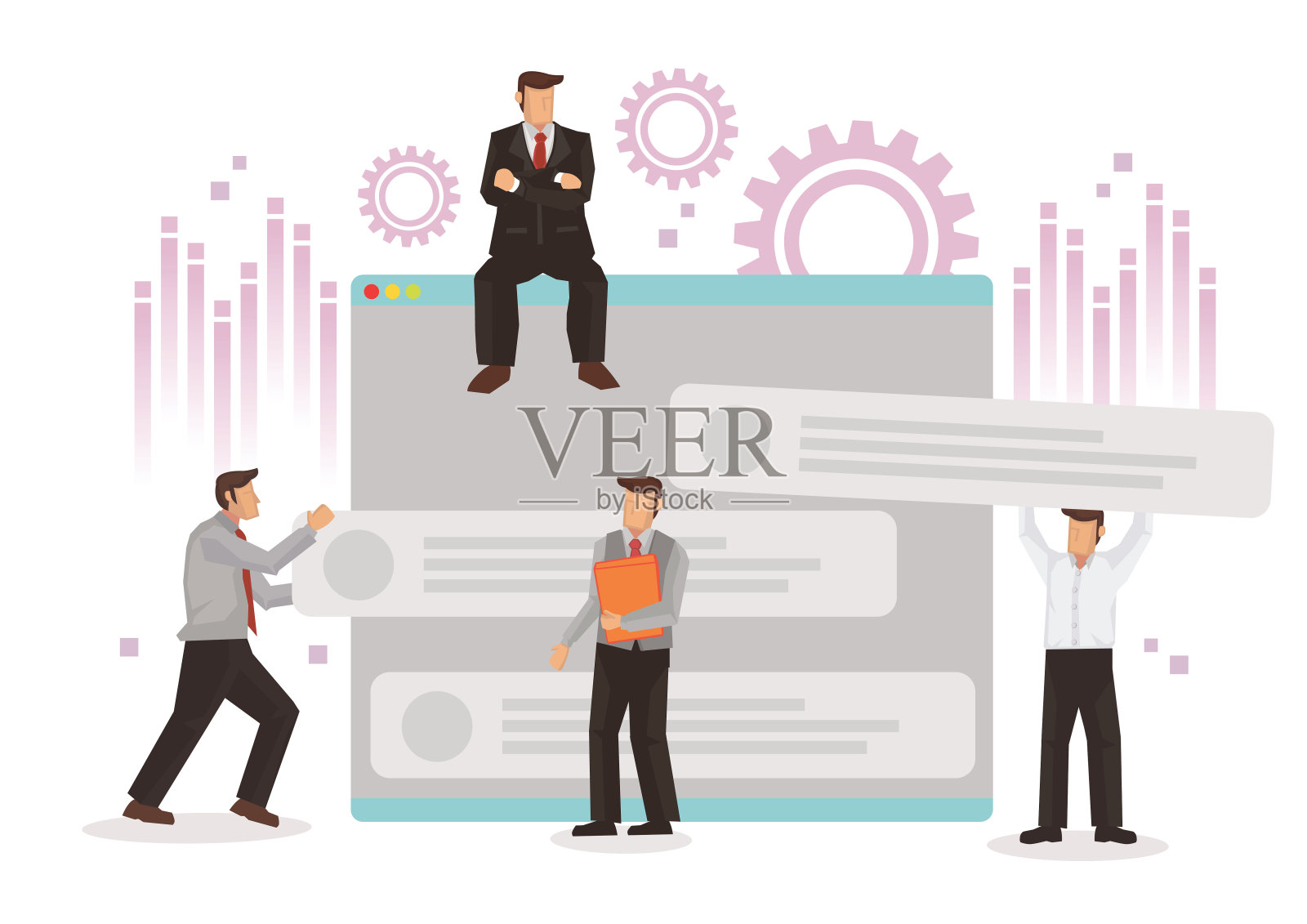 商人和设计师在他们公司的网页上工作。插画图片素材