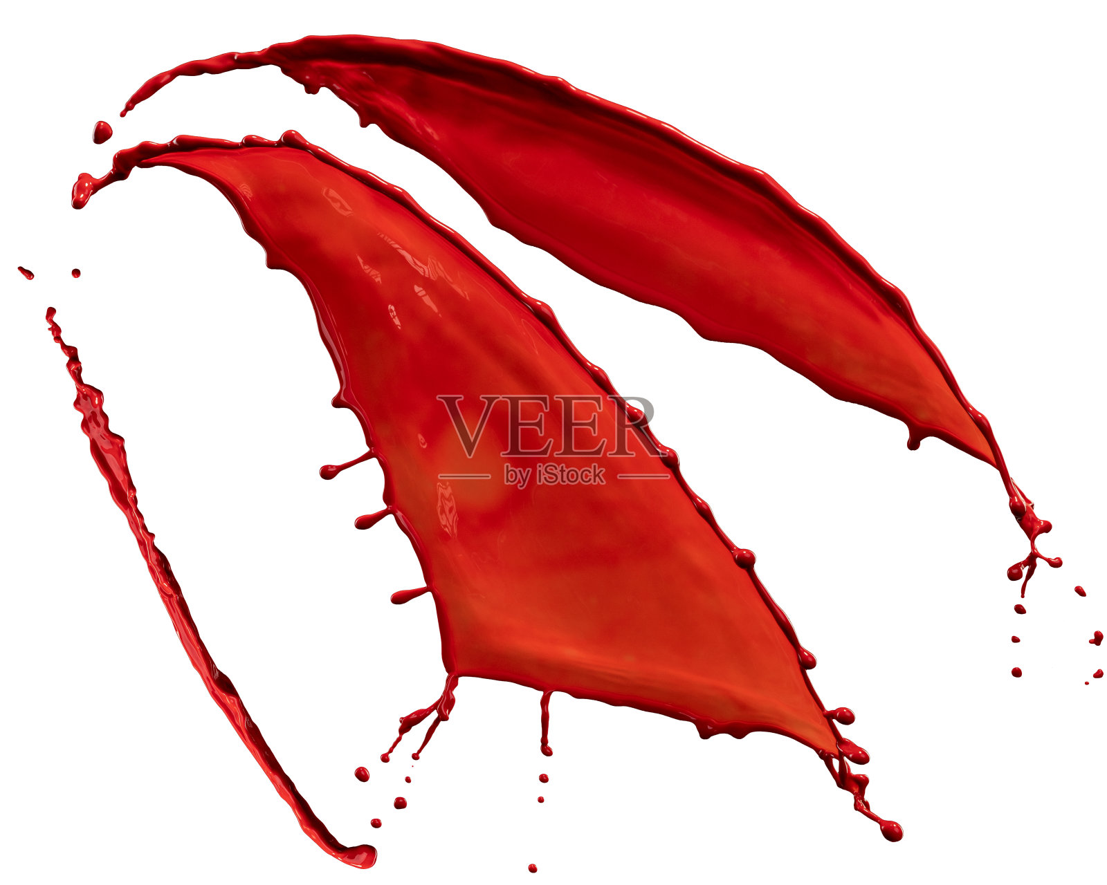 美丽的红漆飞溅在白色的背景上照片摄影图片