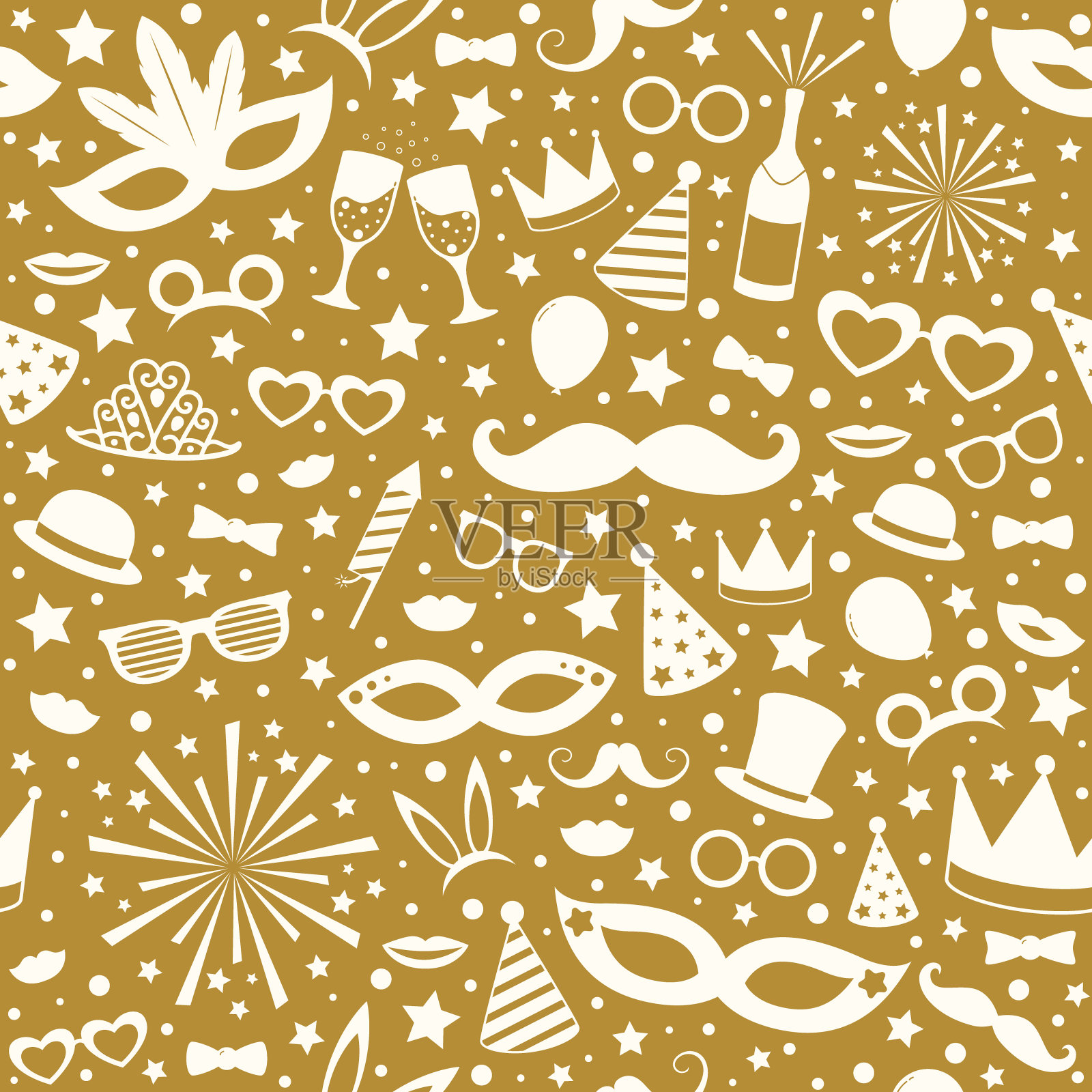 有趣的壁纸与狂欢，照相亭和生日派对装饰。向量插画图片素材