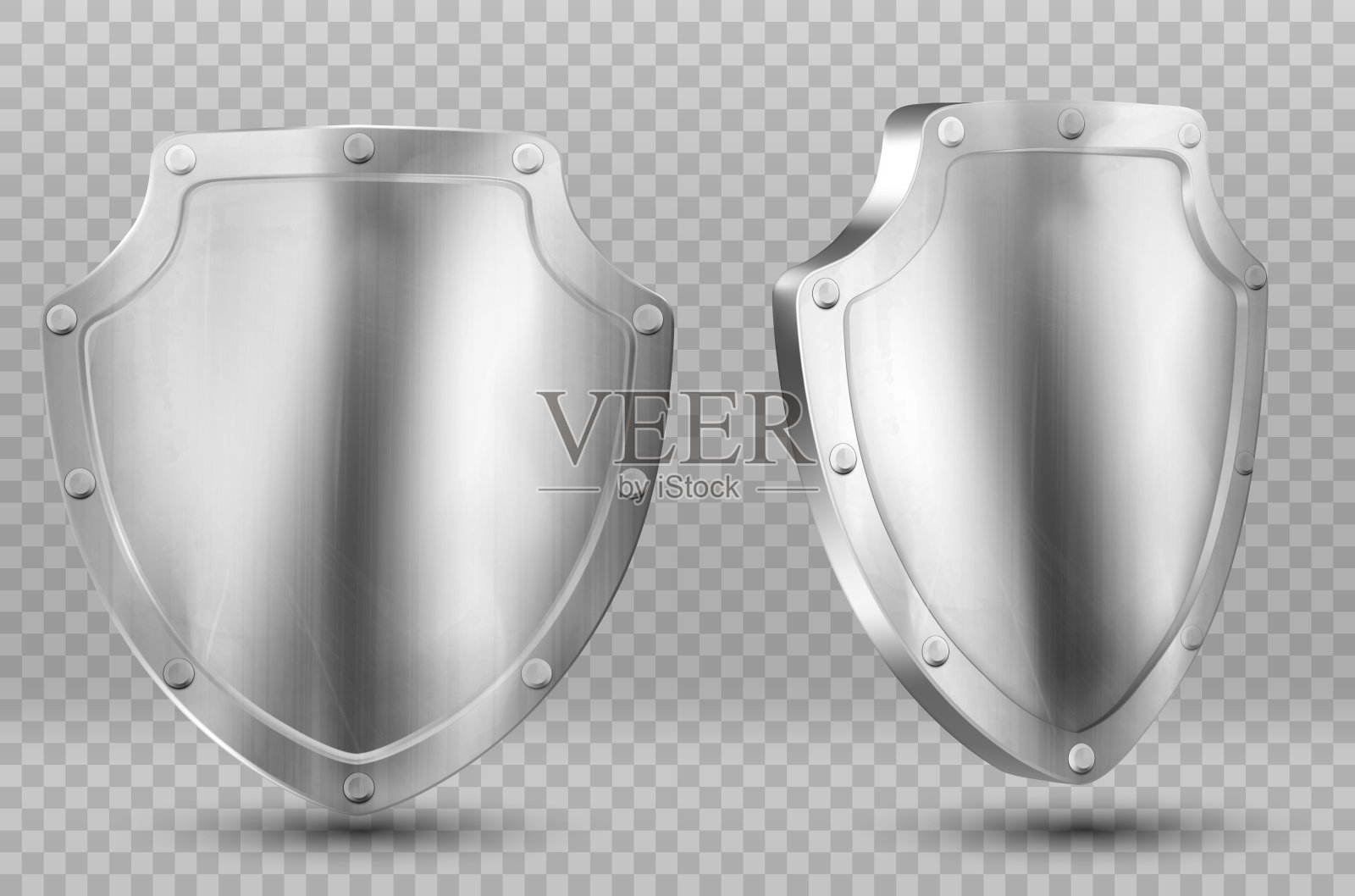 有框架，铆钉，钢板的金属护盾插画图片素材