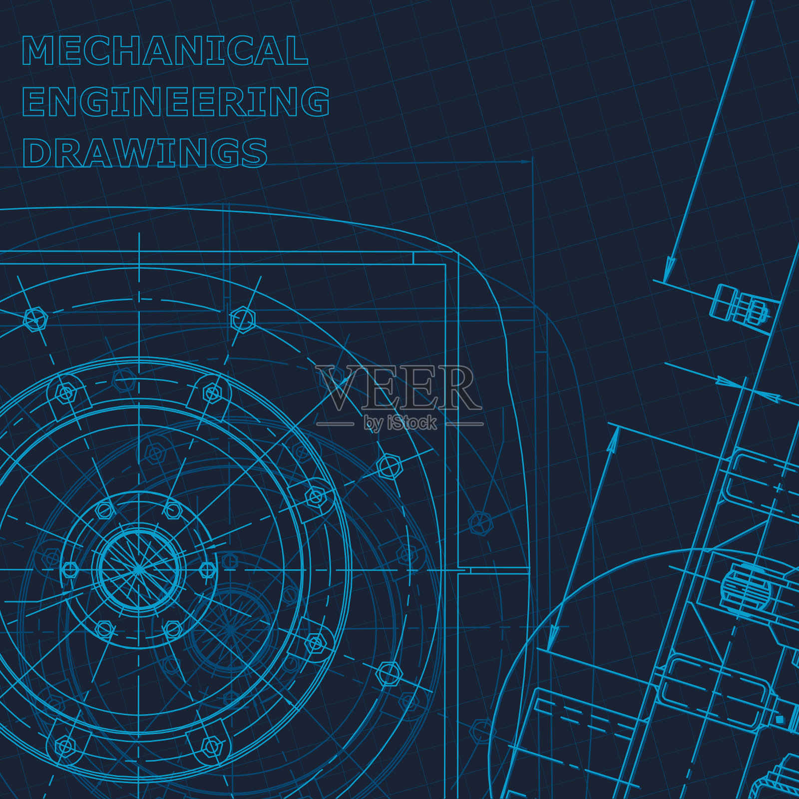 蓝图。技术空间，方案，计划，大纲。企业形象插画图片素材