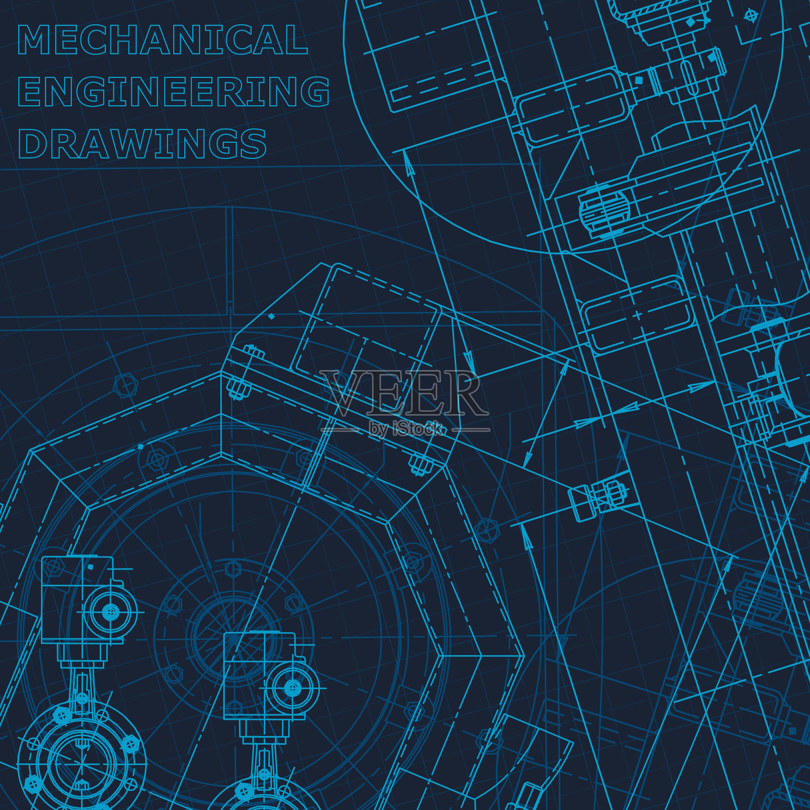 蓝图。技术空间，方案，计划，大纲。企业形象插画图片素材