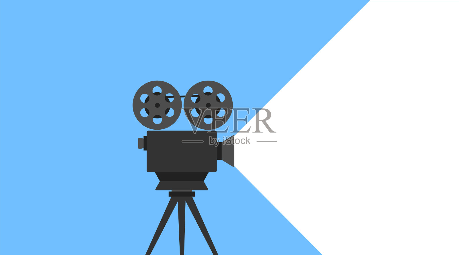 电影摄影机横幅。矢量插图。电影摄影机的背景。插画图片素材