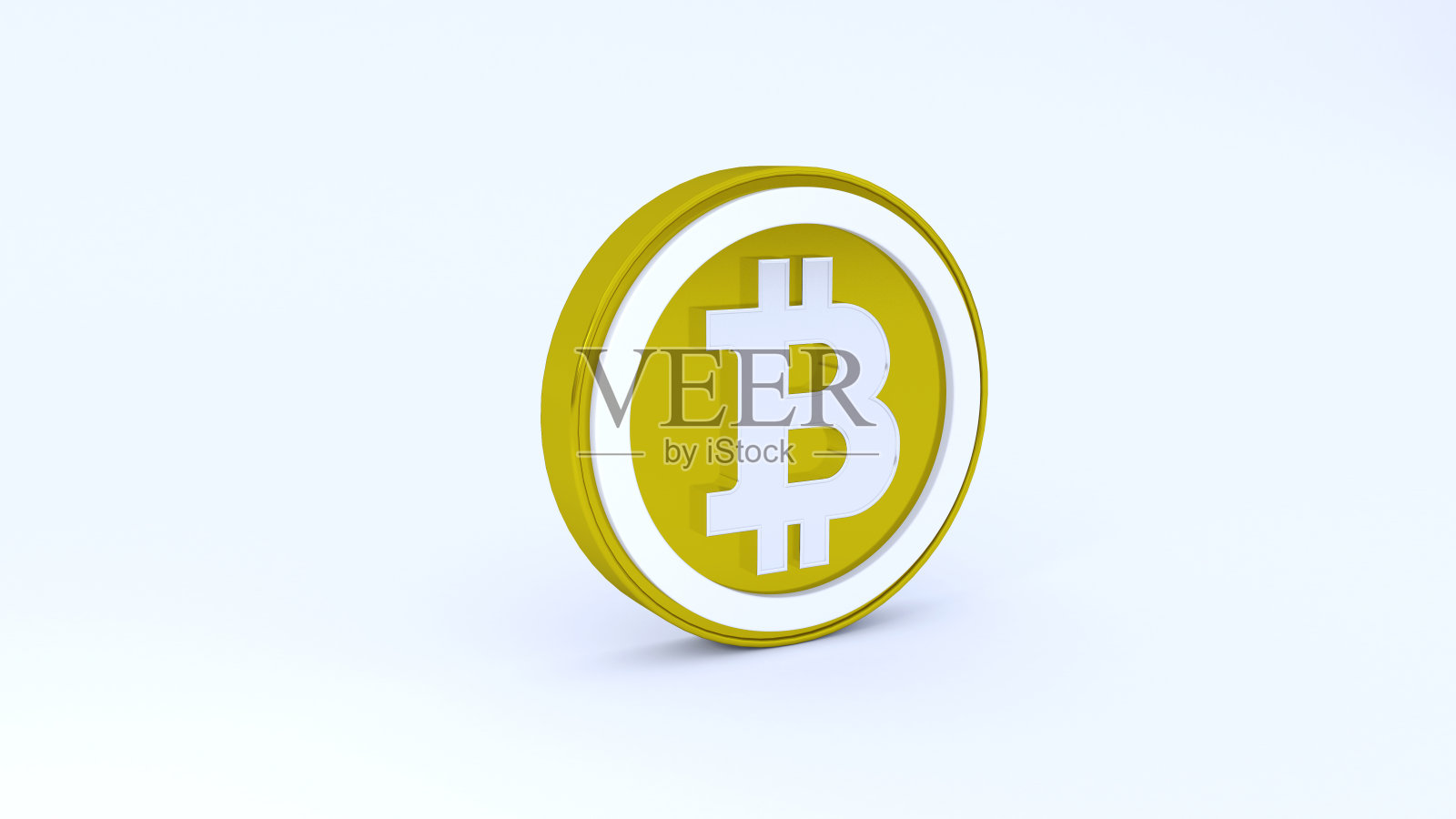 比特币图标孤立在灰色背景，3D建模。区块链技术，数字货币市场，加密货币钱包。有创意的图片。照片摄影图片