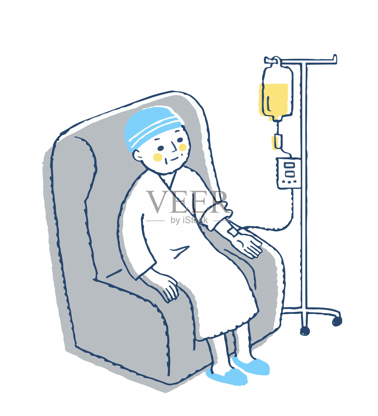 接受静脉滴注的病人插画图片素材