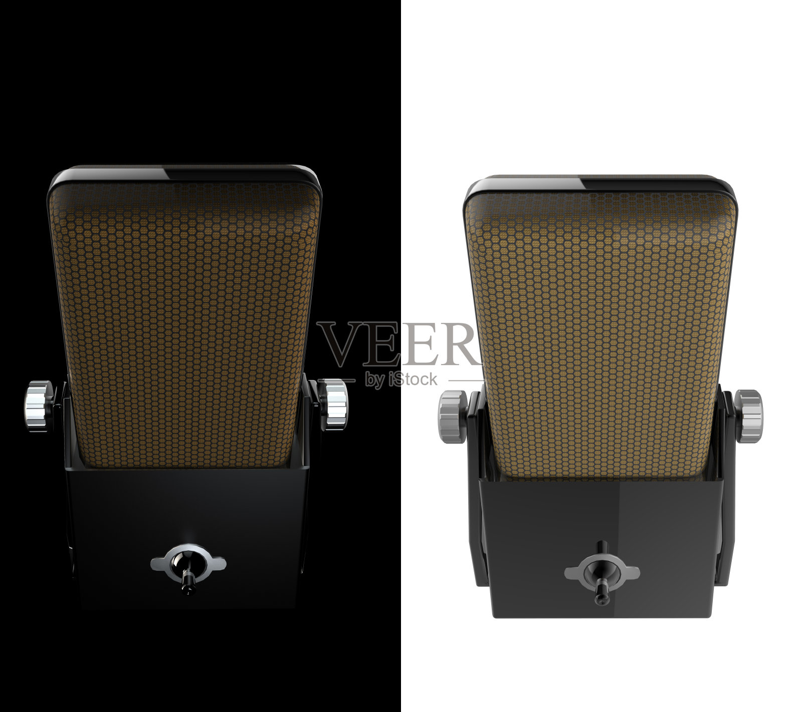 小矩形广播麦克风视图从上角度与黑白变化3d渲染照片摄影图片