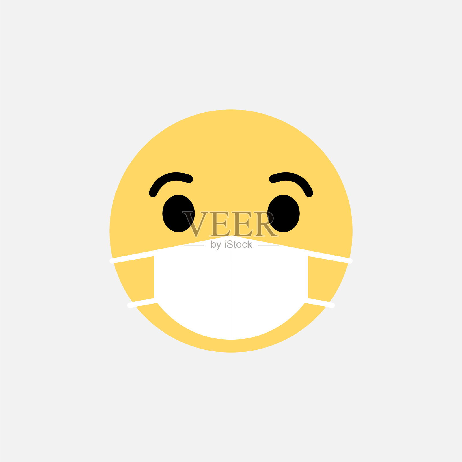 表情符号与医用口腔外科口罩。医生，护士聊天的表情。新型冠状病毒COVID-19感染患者的图标。病毒防护插画图片素材