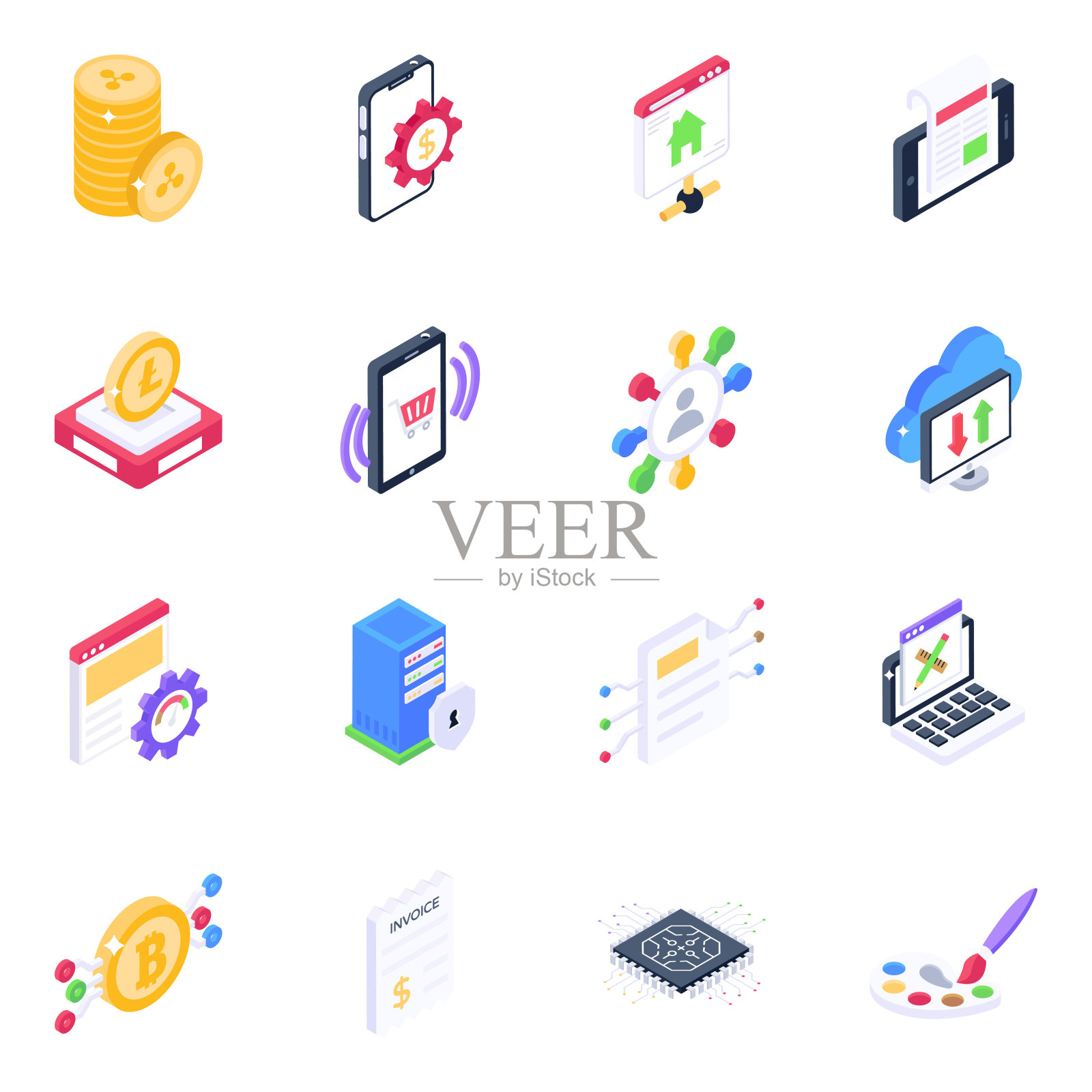 数字开发等距图标包图标素材