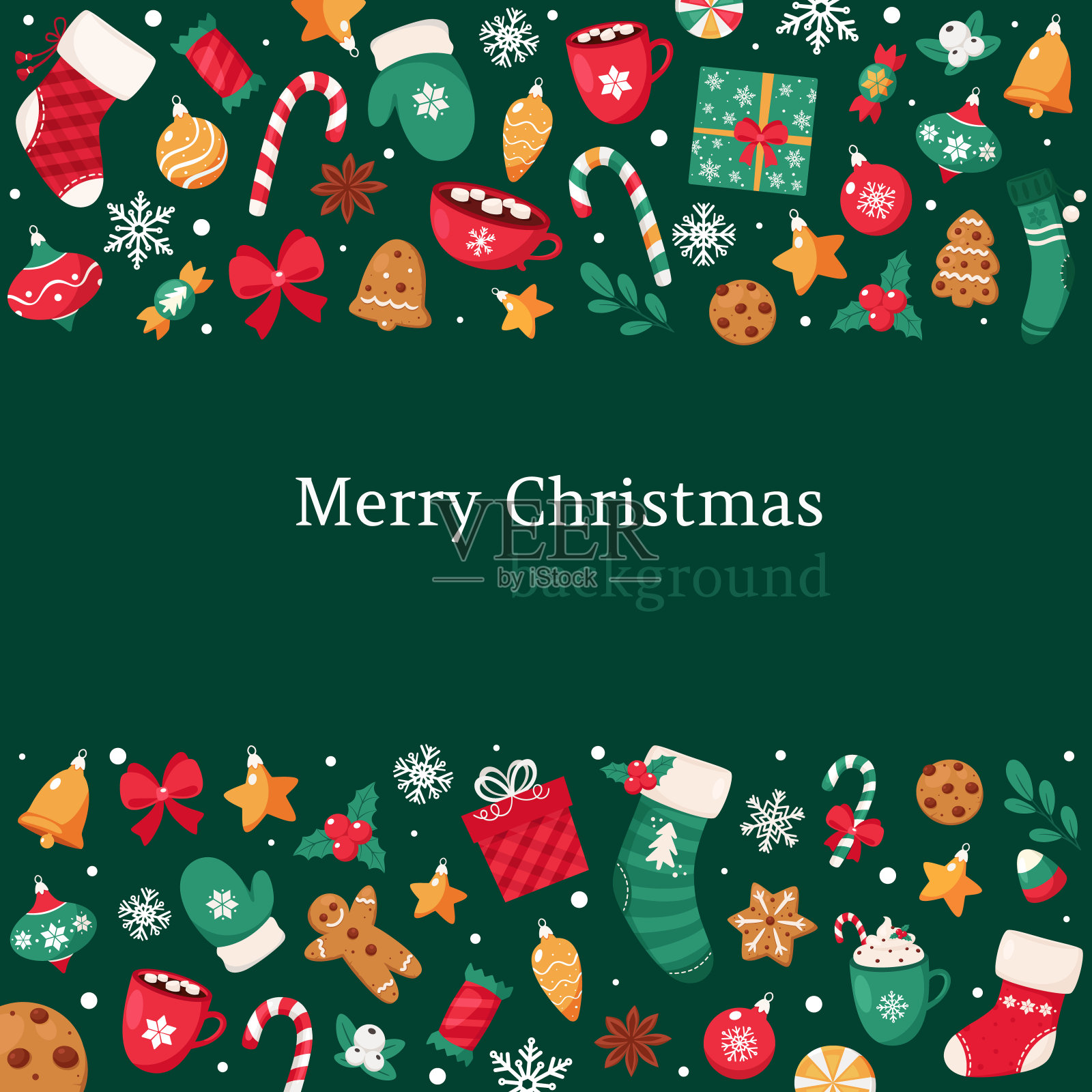 圣诞节背景：圣诞元素合集矢量素材设计模板素材