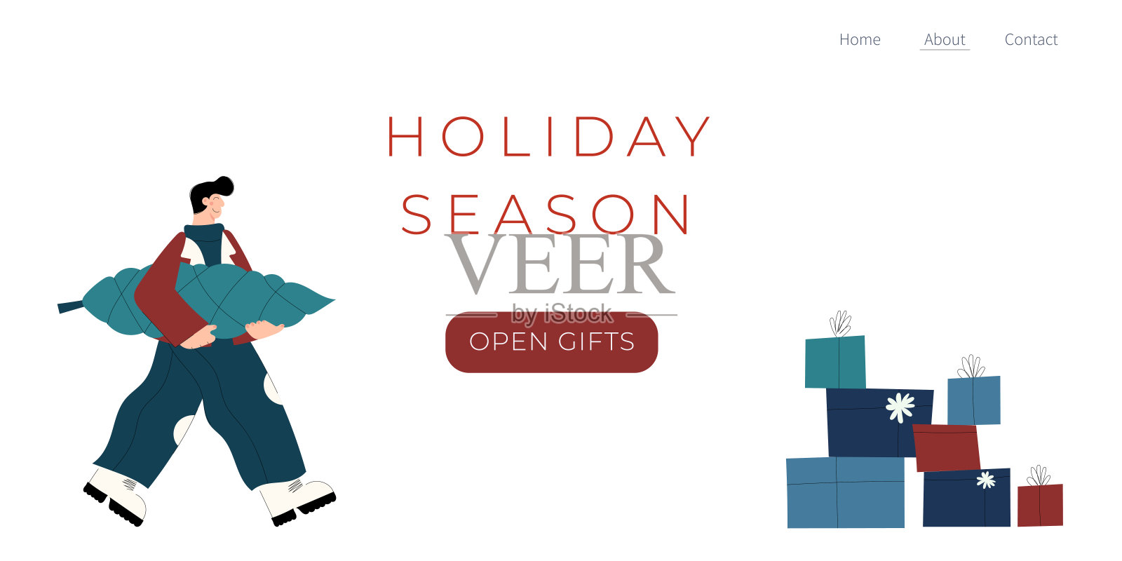 假日季登陆页面插画图片素材