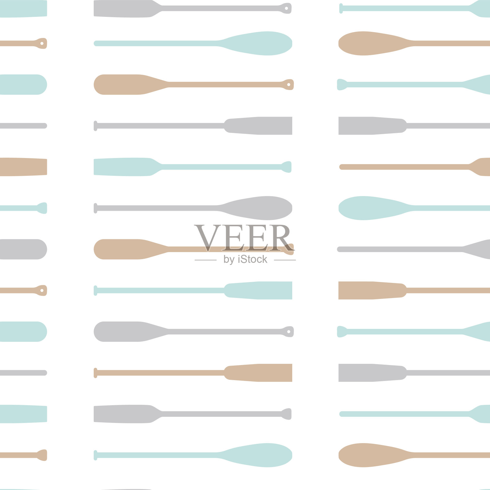 无缝模式与桨桨剪影插画图片素材