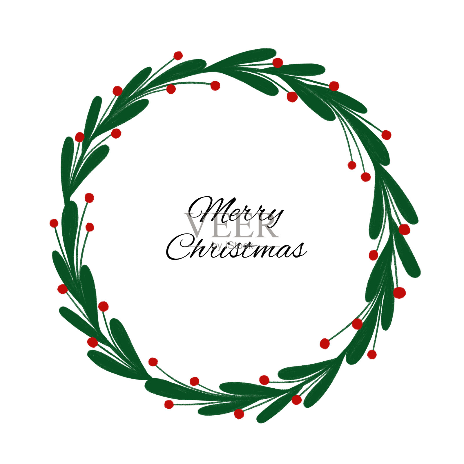 花环和槲寄生插画图片素材