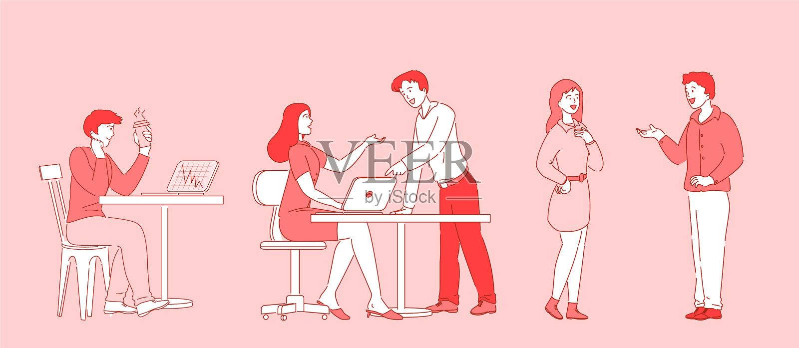 咖啡时间商务沟通办公室工作插画图片素材