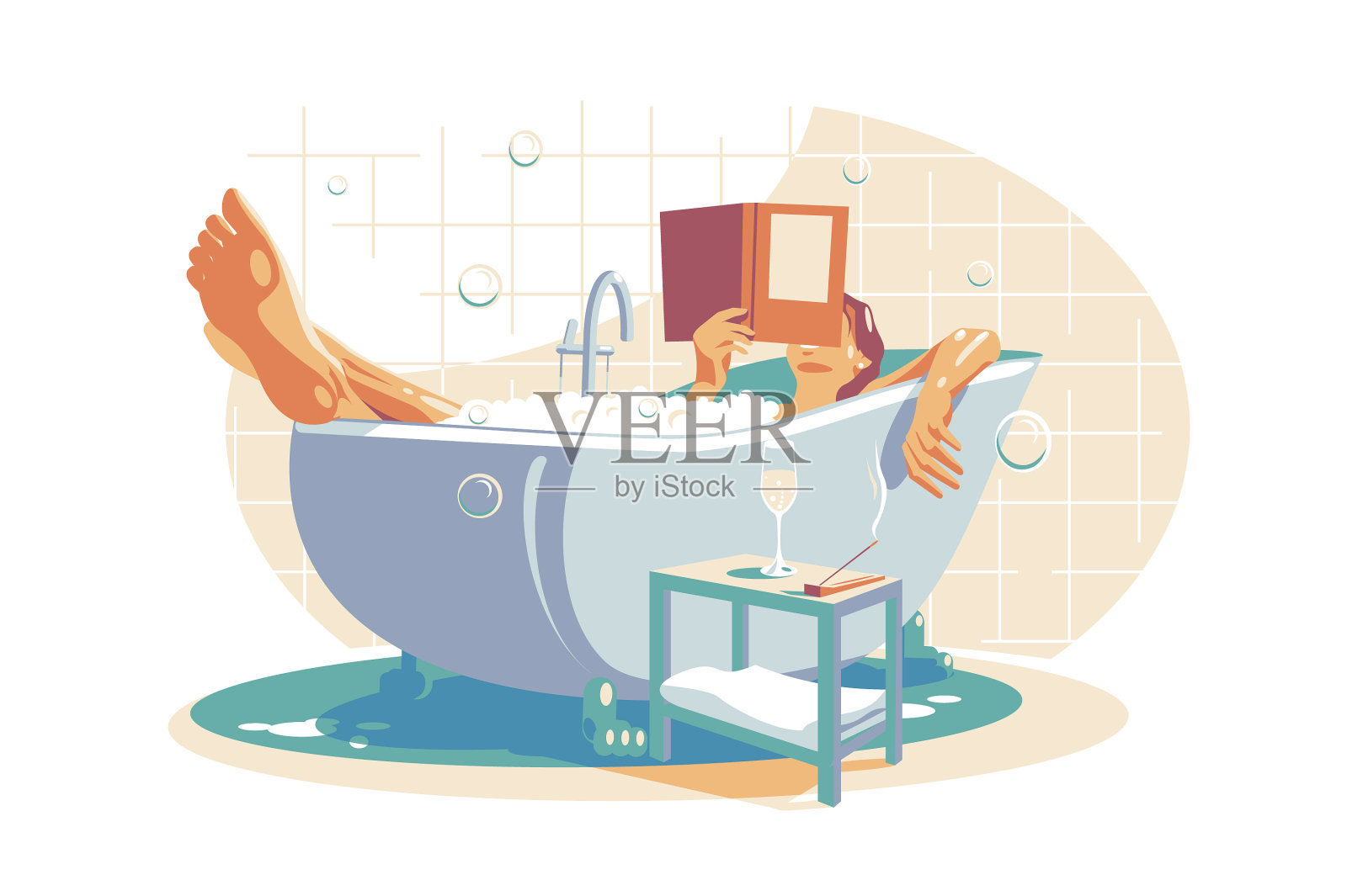 女人在沐浴中放松设计元素图片