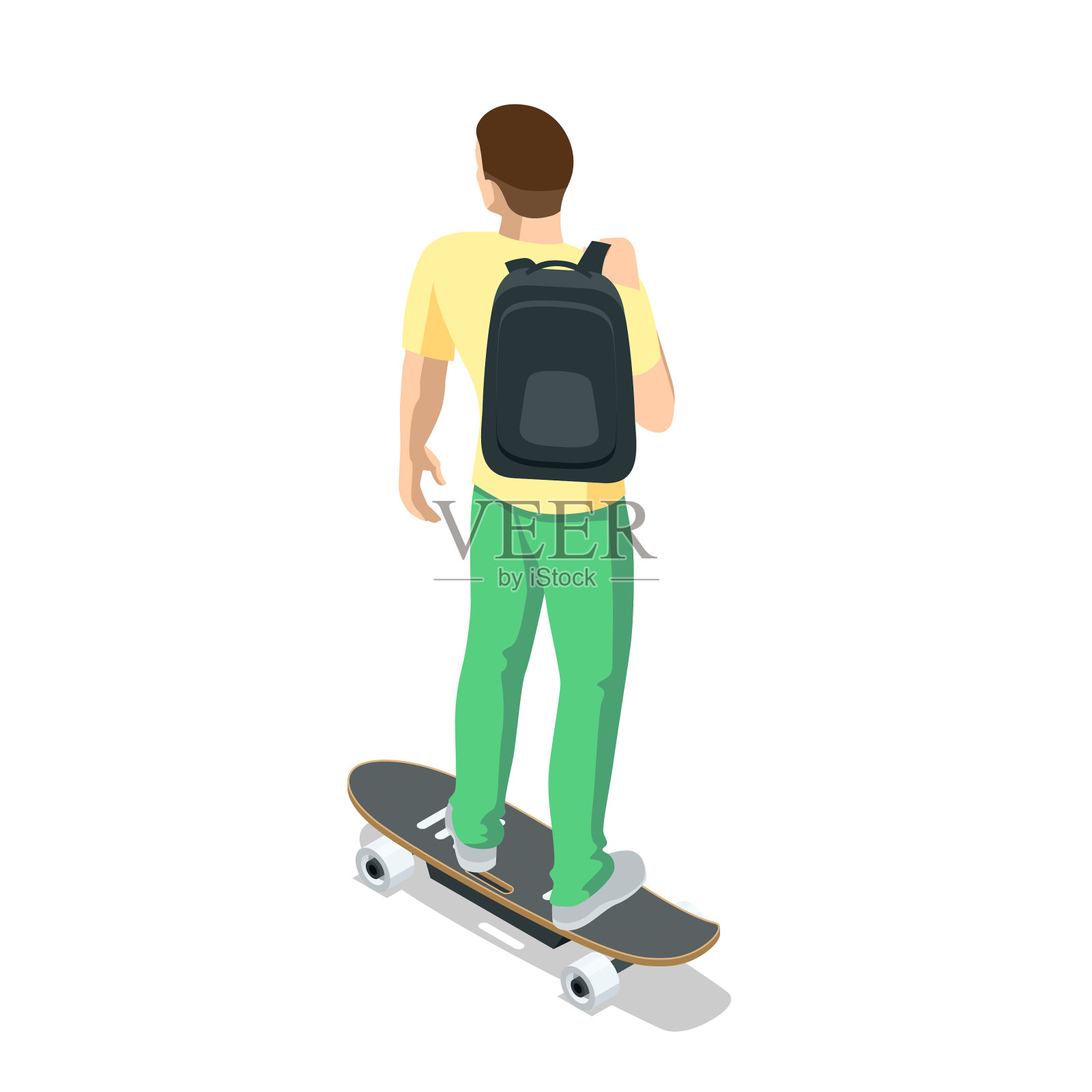 等距滑板或长板隔离设计元素图片