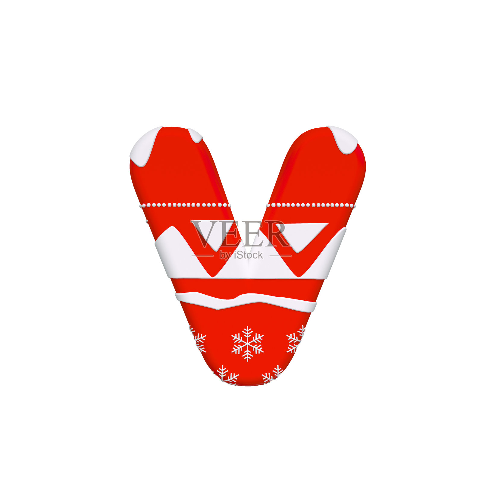 圣诞字母V -小3d圣诞字体-适合庆祝，圣诞老人或冬季相关主题照片摄影图片