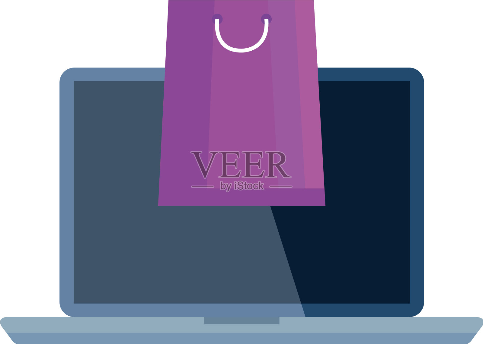 购物袋和笔记本电脑设计设计元素图片