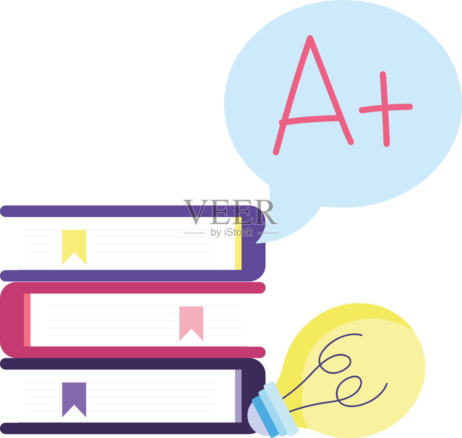 在线教育书籍堆叠分数高中设计元素图片