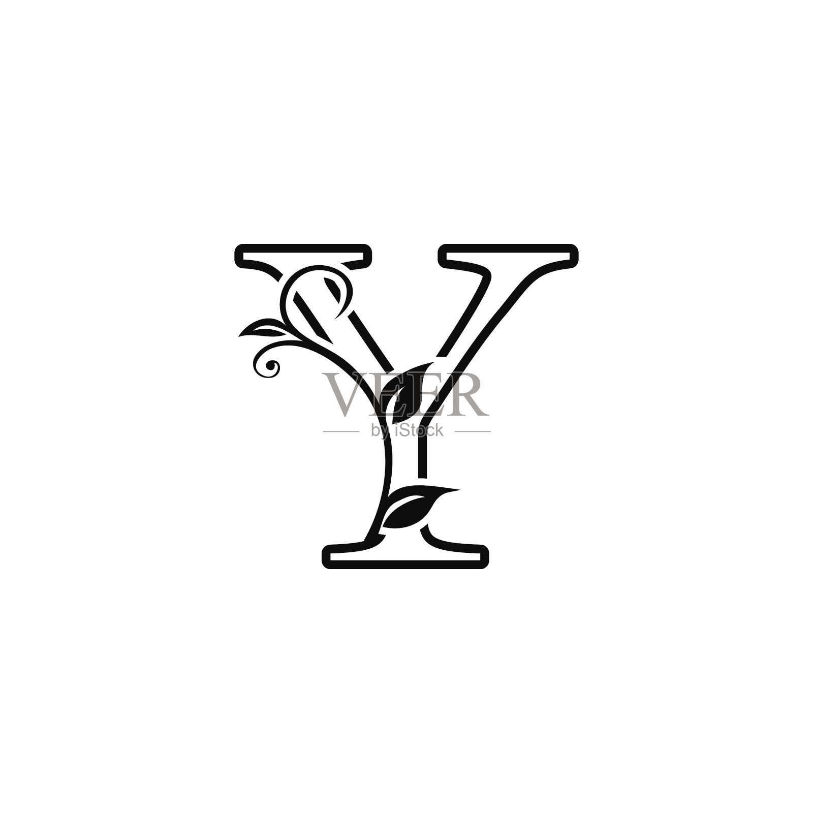 轮廓装饰花字母y标志图标豪华