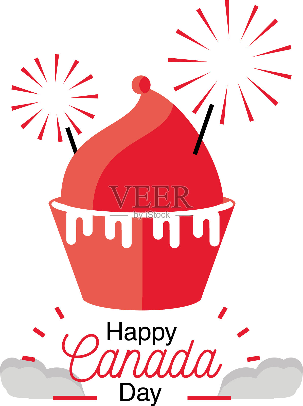 加拿大杯形蛋糕国庆日快乐插画图片素材