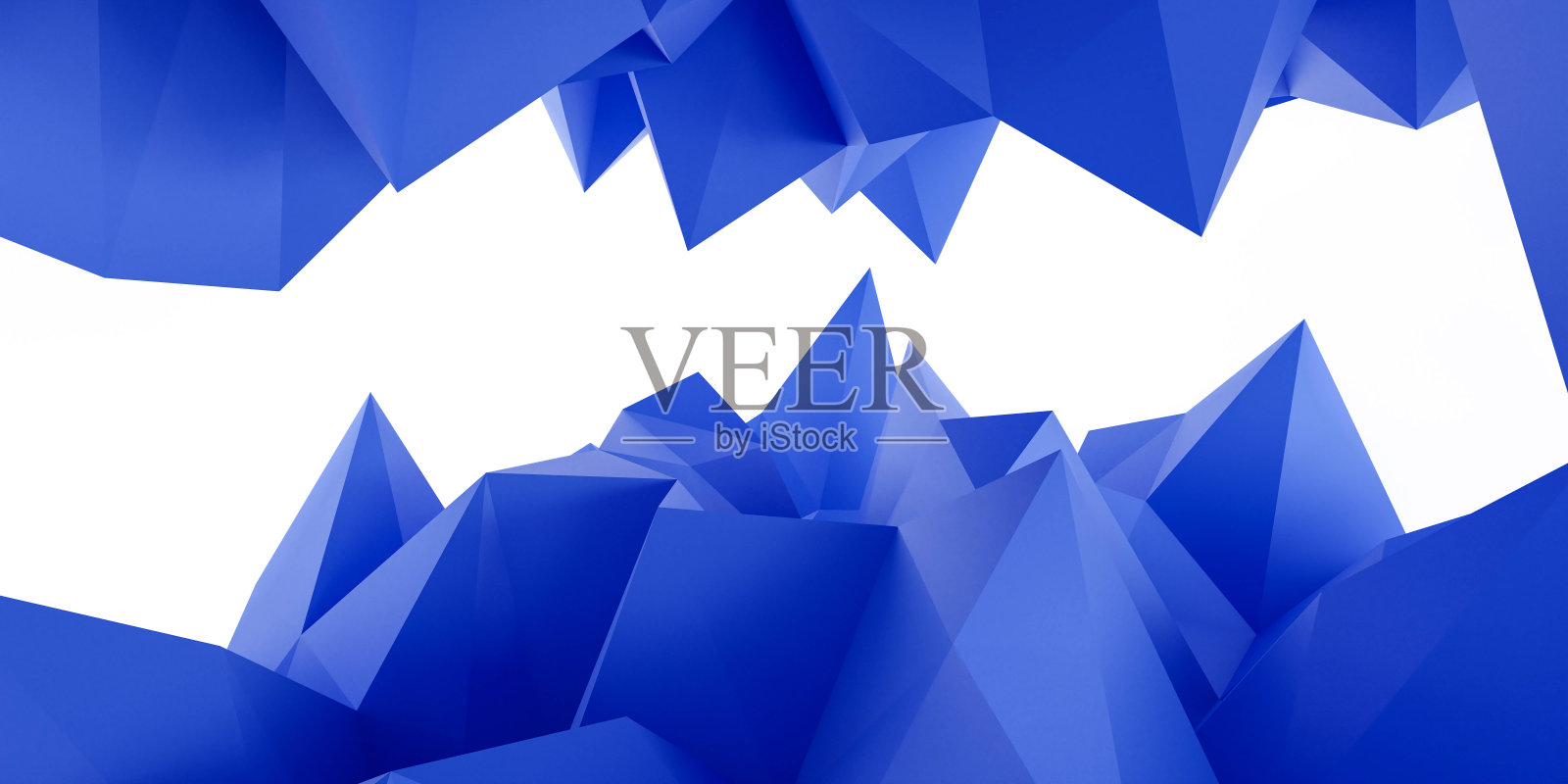 抽象彩色蓝色随机几何形式多边形结构上的白色背景三维渲染插图照片摄影图片